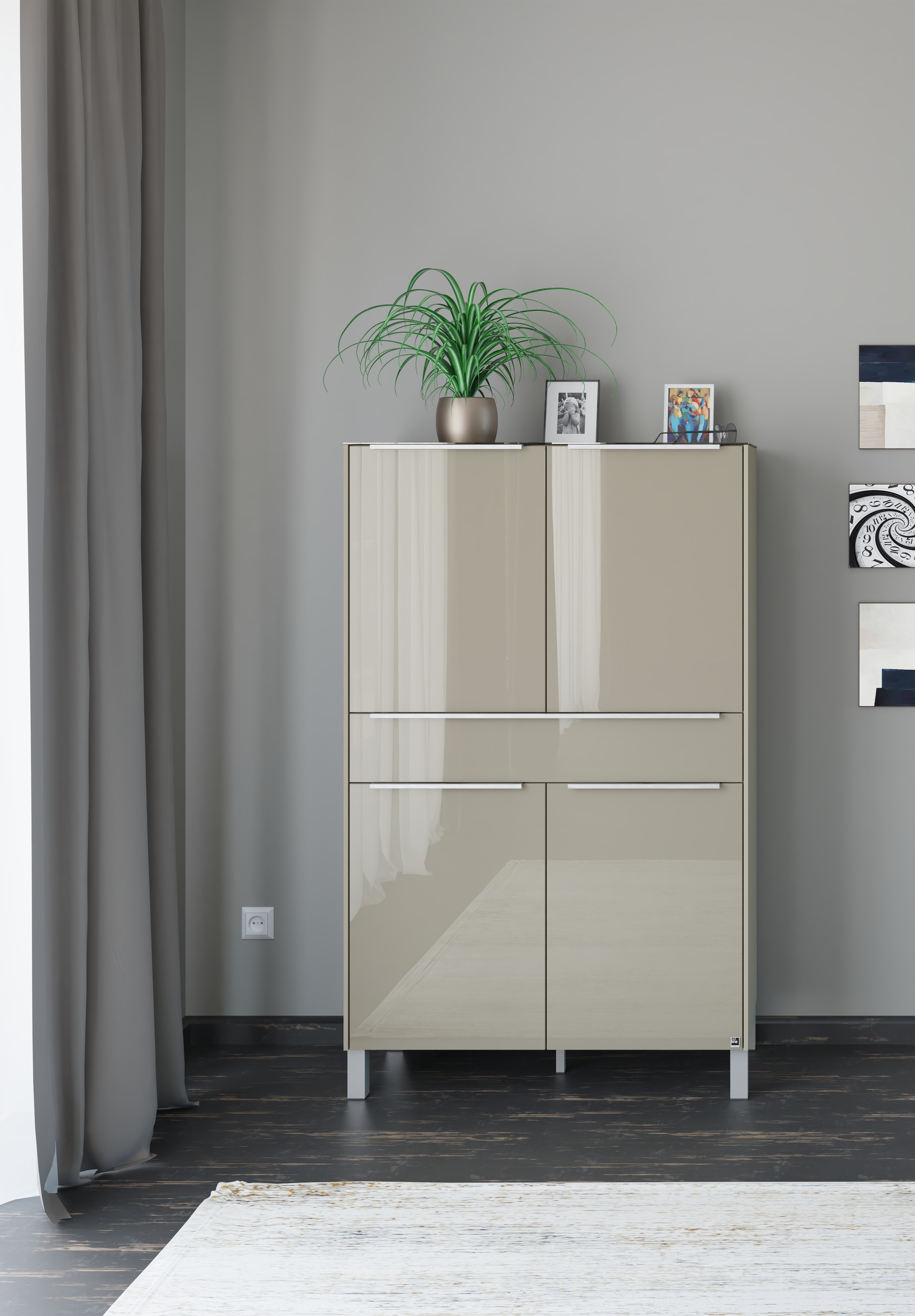 set one by Musterring Highboard "Reno" 1 Stk. tlg. Mit Vierkantfuß in diversen Farben, 152 cm Höhe & Farbauswahl
