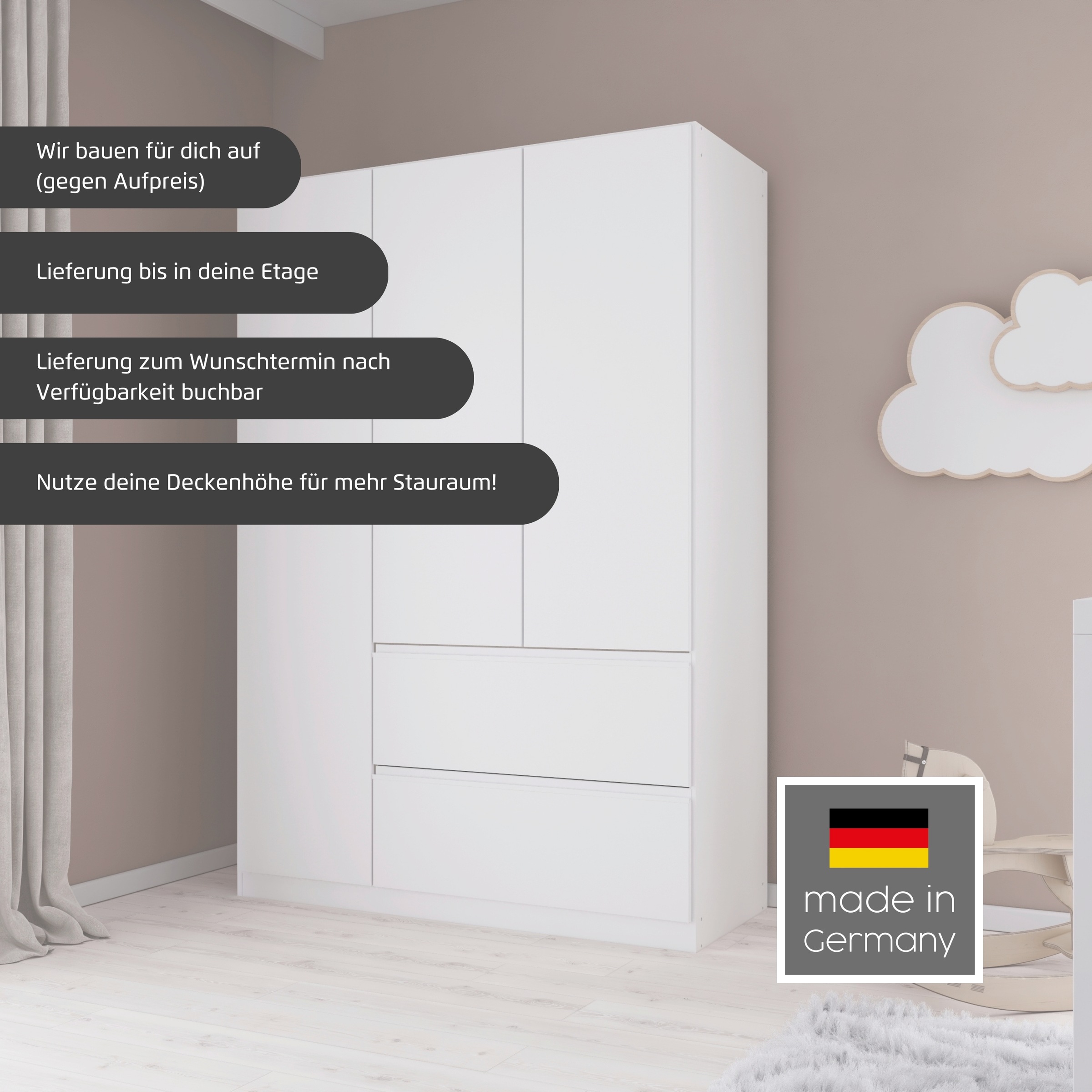 Thumbnail - rauch Jugendzimmer-Set "Komplettzimmer Schlafzimmer-Set (5-St.) Jugendzimmer-Set JOEL" Set, 5 Stk. tlg. Bett 2 Breiten,N...