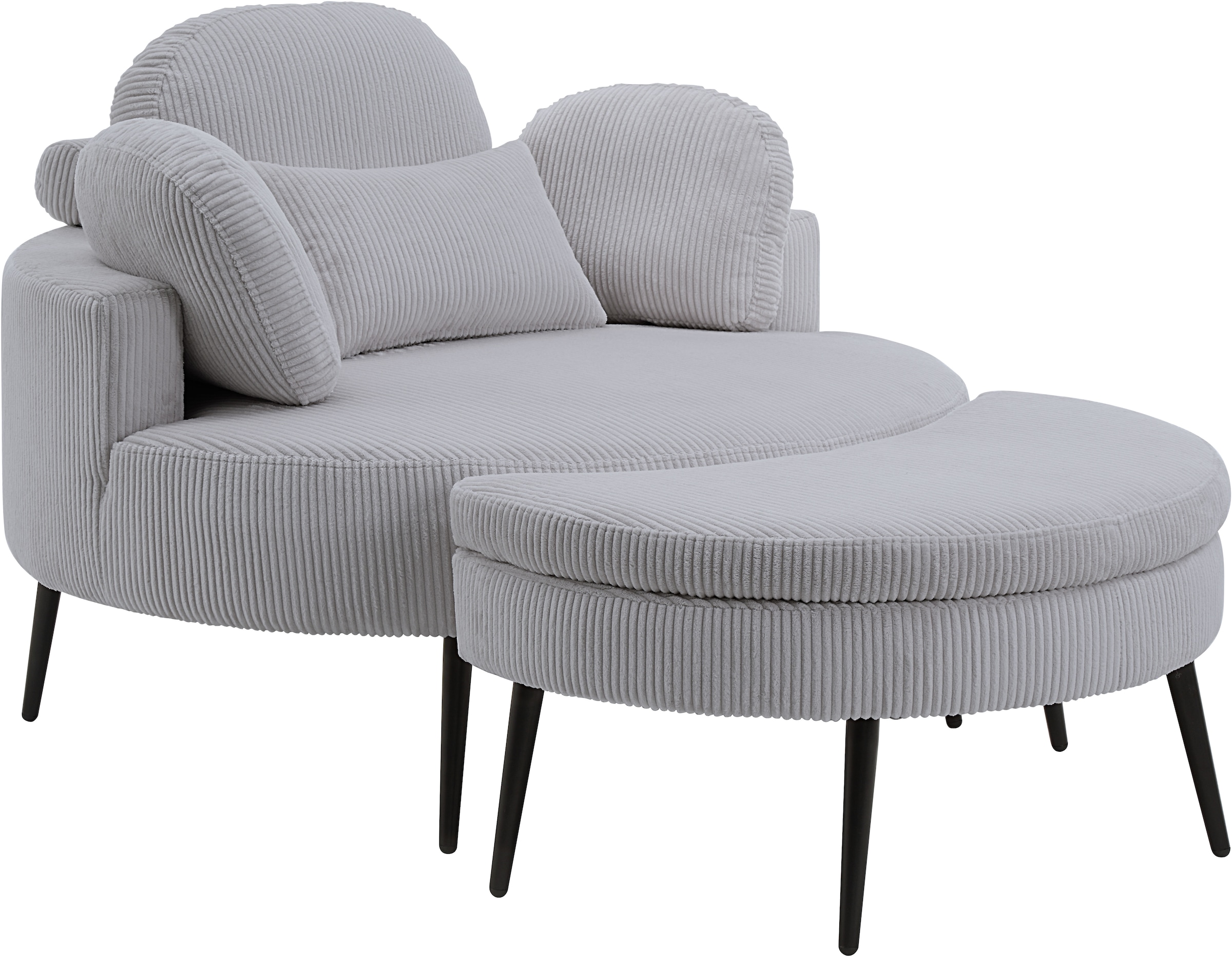 OTTO home Loveseat "Riko Sessel, B: 110 cm, Sitzhöhe: 44 cm" XXL- Sessel, mit Stauraumhocker, Rückenstütze & 4 Zierkissen