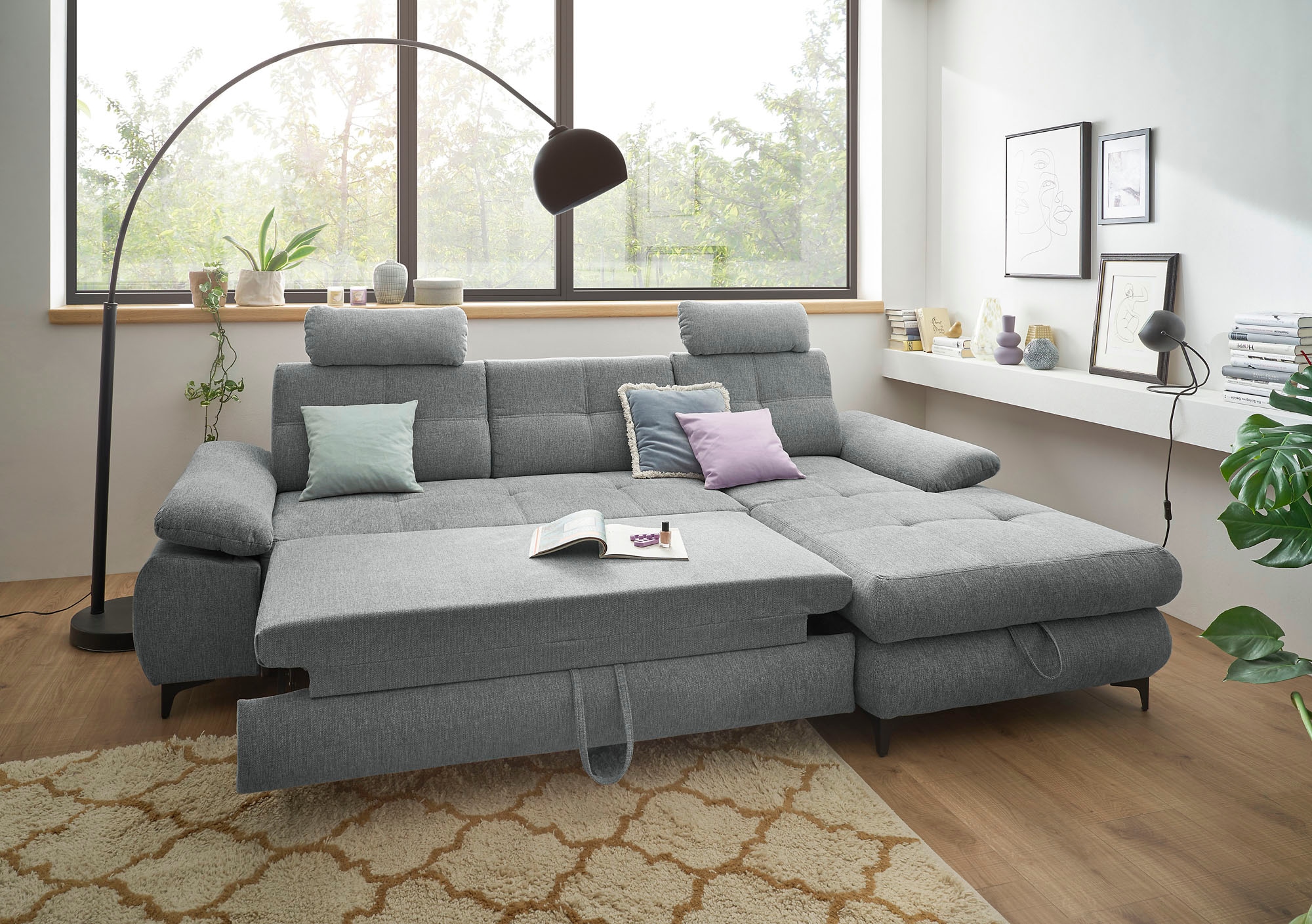 ED EXCITING DESIGN Ecksofa »Altona L-Form«, (2 St.), mit Bettfunktion, Bettkasten, Armteilverstellung & Kopfstützen