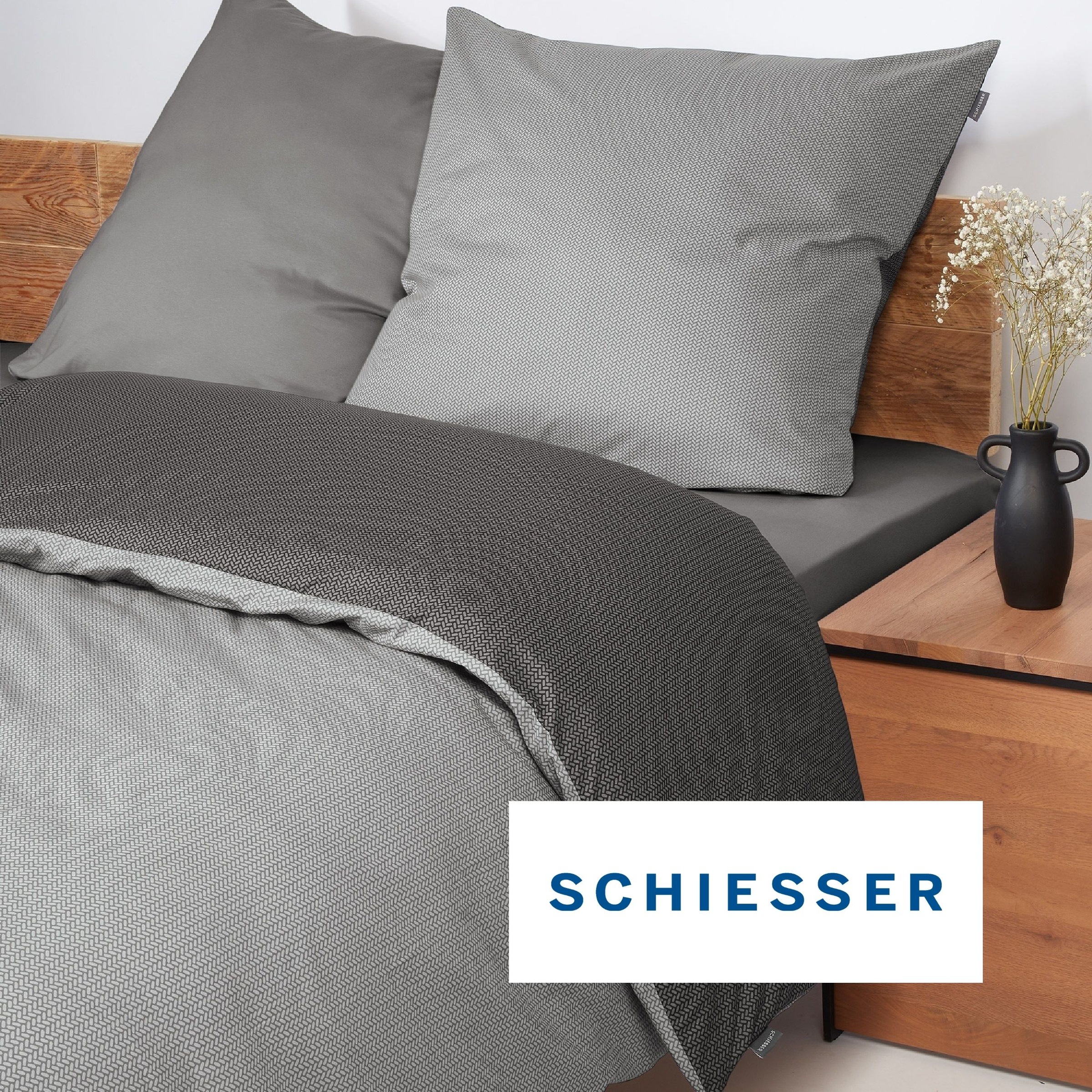 Schiesser Bettwäsche »Silva in einem simplen Minimaldessin in angesagter Strickoptik« 2 Stk. OEKO-TEX® MADE IN GREEN