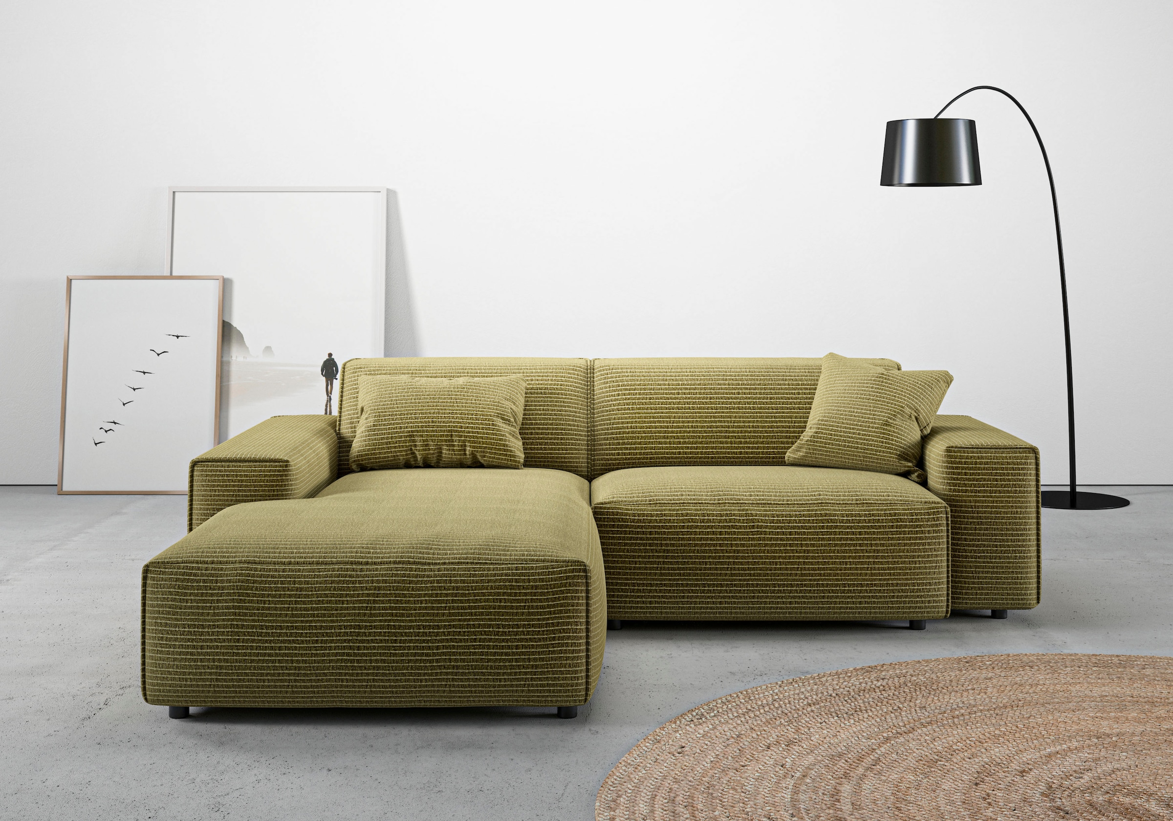 Home affaire Ecksofa "Glimminge L-Form auch in Breitcord, Feincord + Easy care-Bezug," Breite 234, Zierkissen