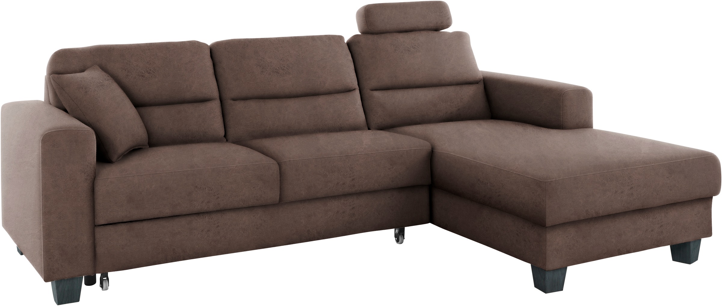 TRENDMANUFAKTUR Ecksofa »Chamber, zeitlos und modern, bequem mit hohem Sitzkomfort, L-Form«, inklusive einer Kopfstütze, wahlweise mit Schlaffunktion