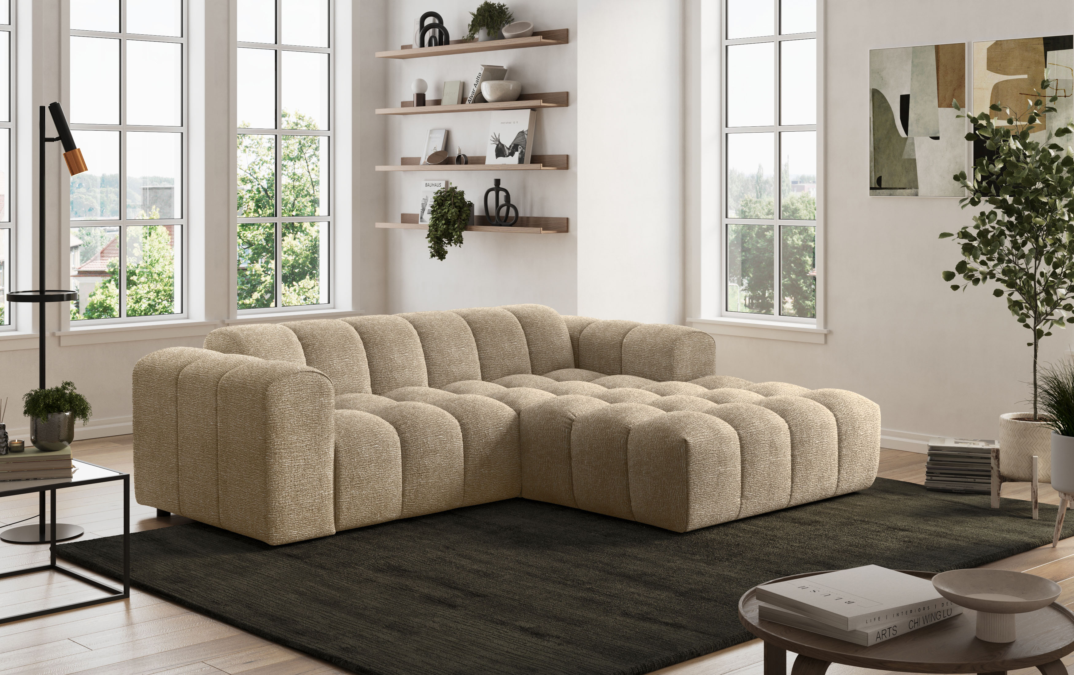 COTTA Ecksofa "Rocco L-Form, B: 248 cm, modernes Bubble-Sofa, großzügiger Sitzkomfort" Wohnlandschaft-Charakter, frei stellbar, modernes Design