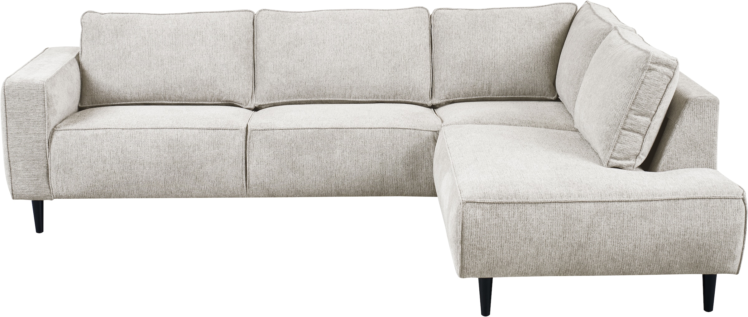 Places of Style Ecksofa »Fumone, Lederoptik oder Soft-Touch Chenille«, Breite 260, mit schwarzen Massivholzfüßen