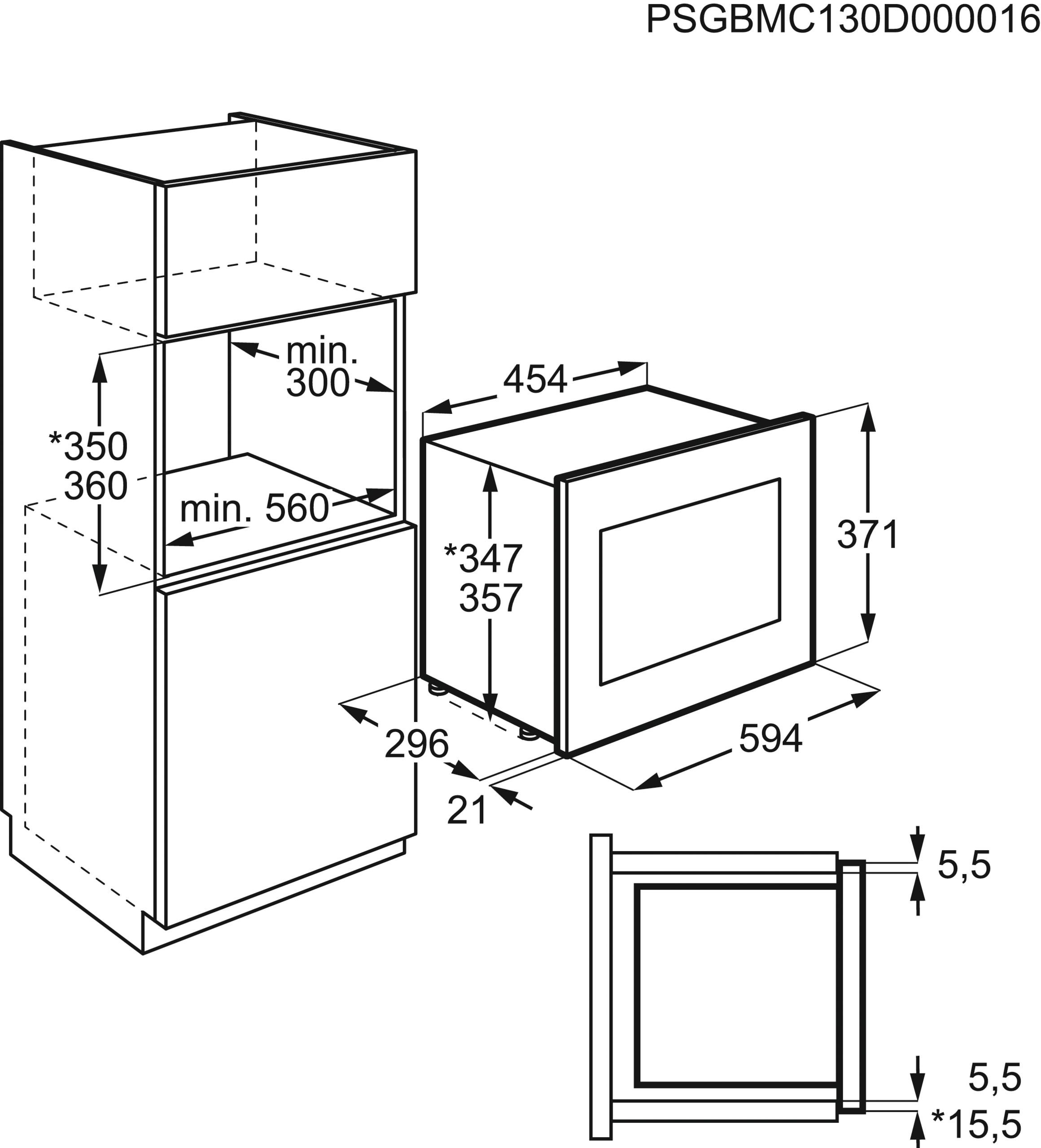 AEG Einbau-Mikrowelle »MBB1756SEM«, Mikrowelle, 800 W, Touch-Bedienung