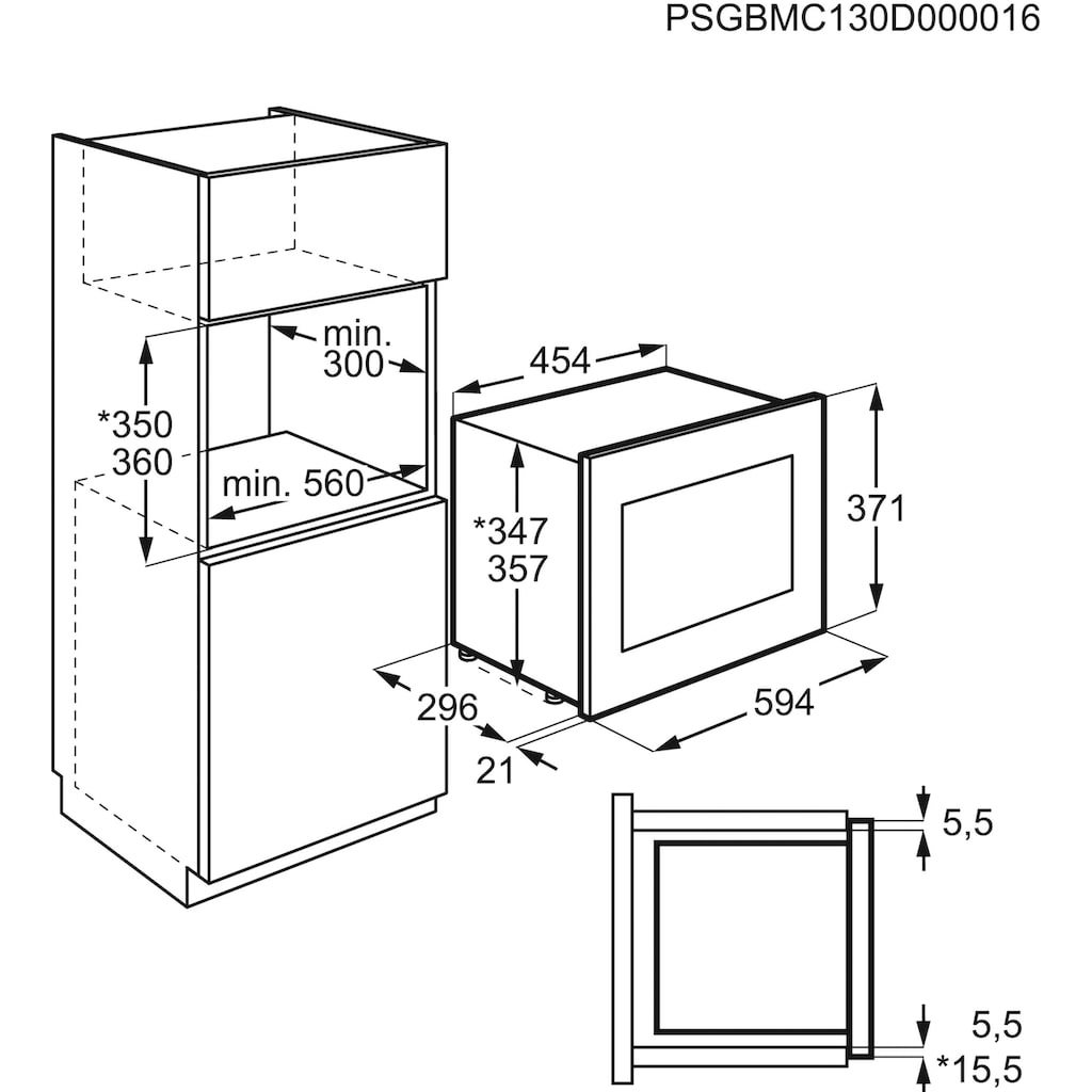 AEG Einbau-Mikrowelle »MBB1756SEM«, Mikrowelle, 800 W