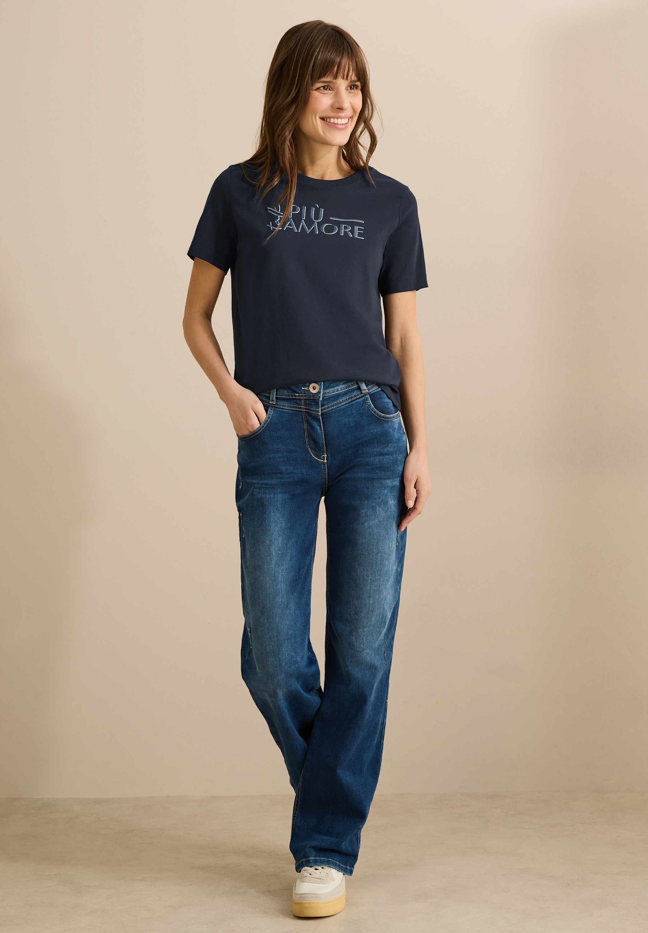 Cecil Rundhalsshirt, aus reiner Baumwolle