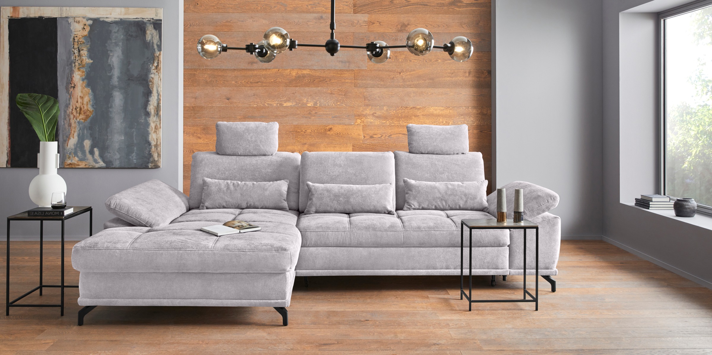 Thumbnail - PLACES OF STYLE Ecksofa "Costello L-Form, B: 301 cm mit Sitztiefen-, Armteilverstellung &" 3 Nierenkissen, optional Bett...