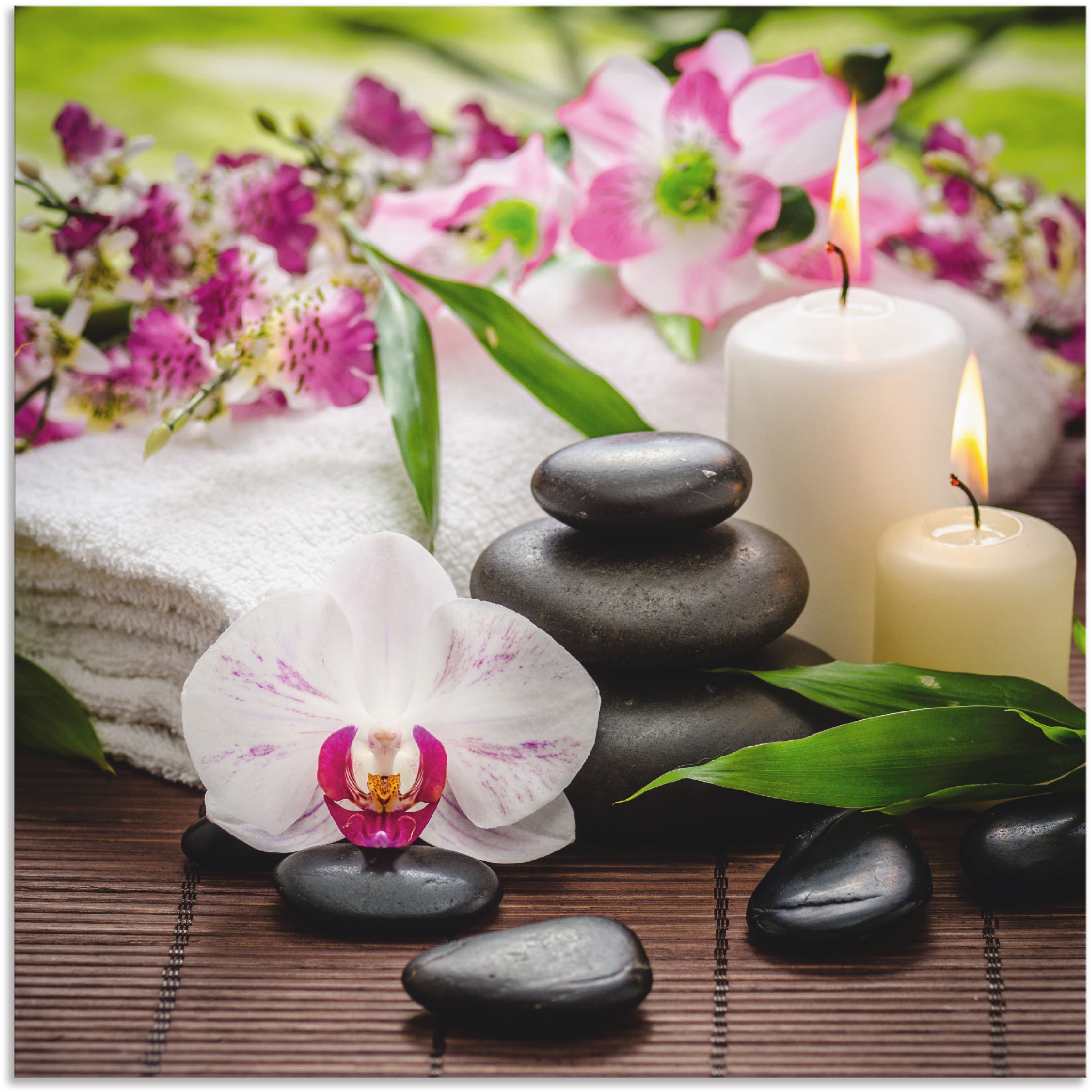 Artland Wandbild "Spa Orchideen Bambus Kerze" Zen Bilder 1 Stk. tlg. als Al günstig online kaufen