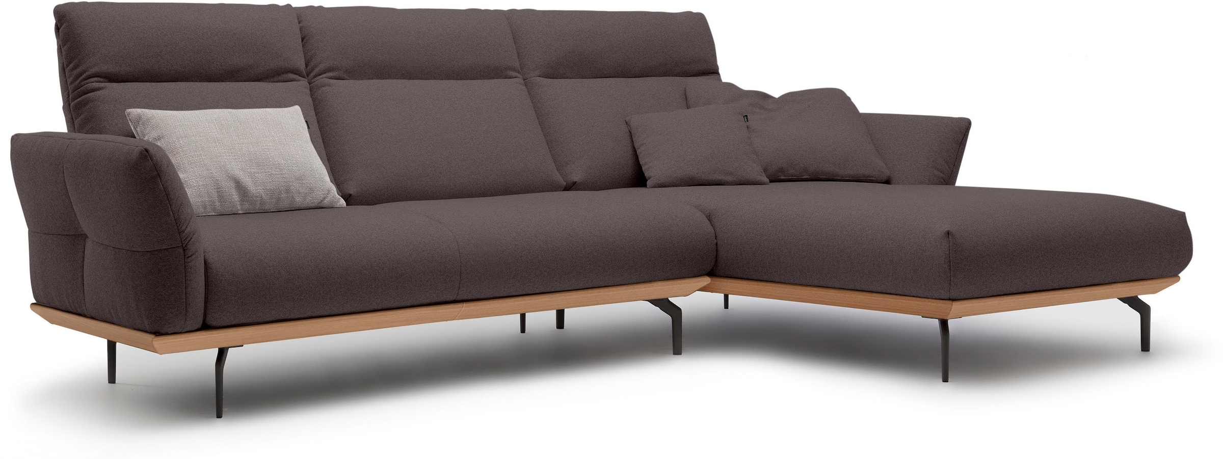 Creation BY ROLF BENZ Ecksofa »CR.460« Sockel in Eiche, Alugussfüße in umbragrau, Breite 298 cm