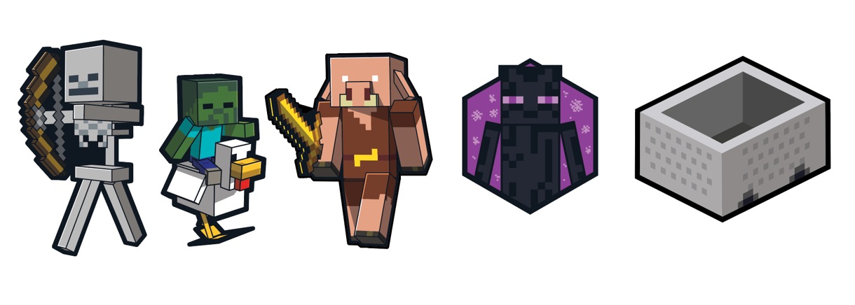 Crocs Schuhanstecker "Jibbitz™ Minecraft" Set, Kein Spielzeug. Nicht Für Kinder Unter 3 Jahren Geeignet, 5 Minecraft Symbole Zum Anstecken, Charm,