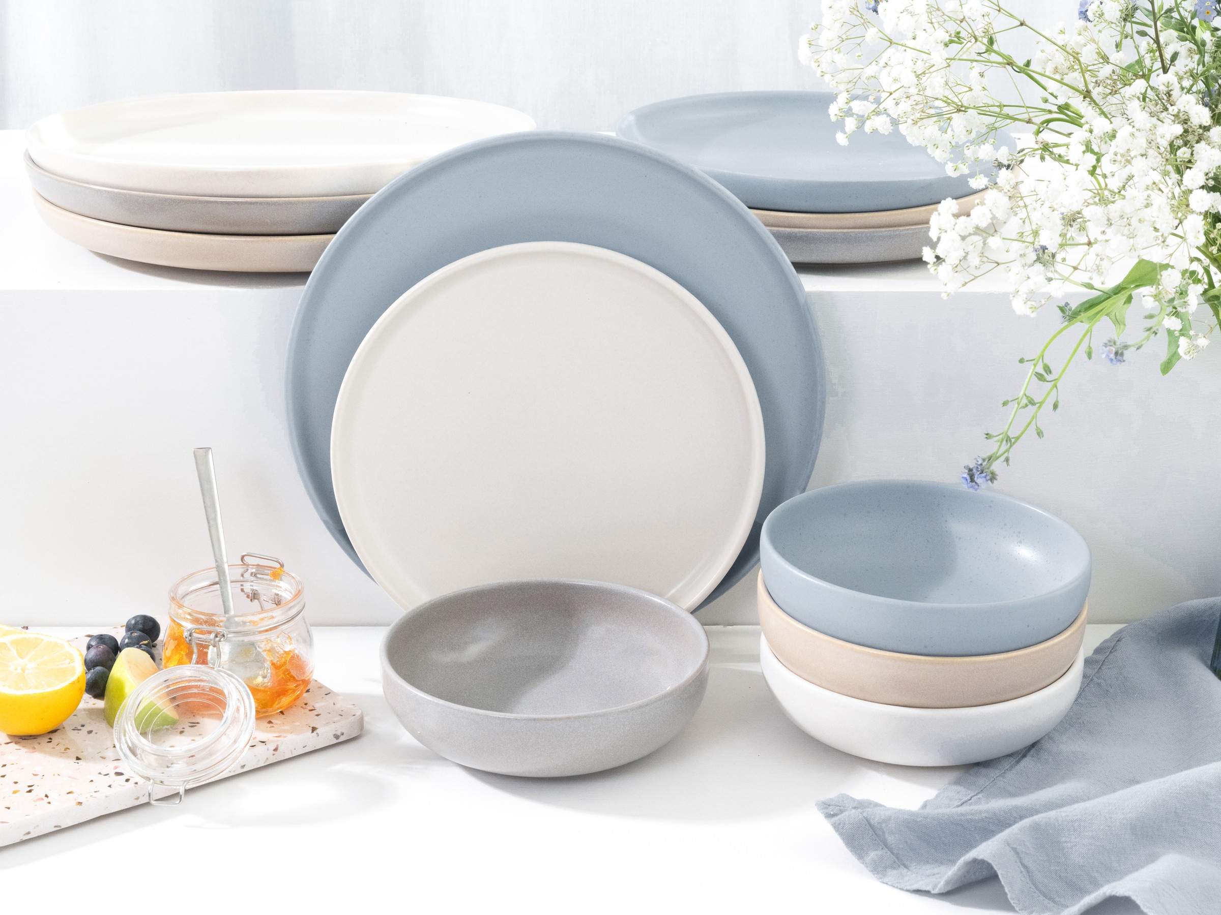 CreaTable Teller-Set »Uno Nordic, Tellerset 12-tlg.« Nordische Ästhetik, Spezialglasur