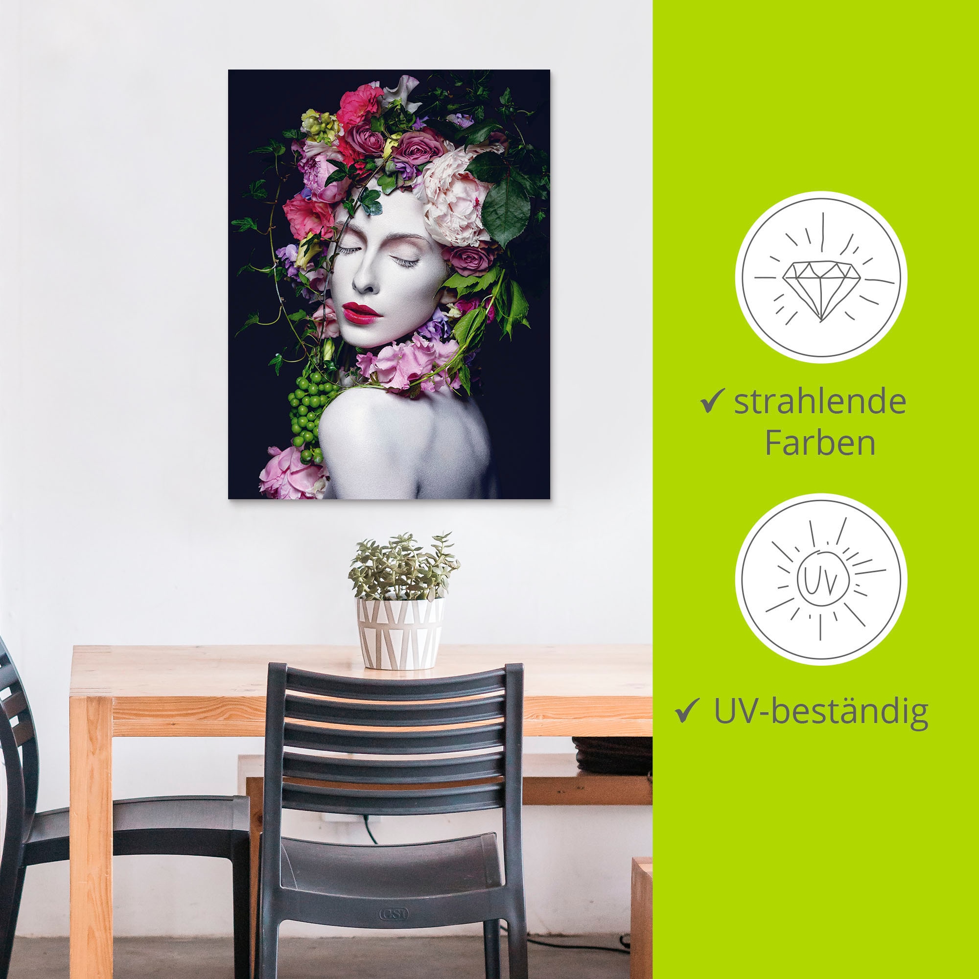 Artland Wandbild »Schöne Blumenkönigin«, Bilder von Frauen, (1 St.), als Alubild, Outdoorbild, Leinwandbild, Poster, Wandaufkleber