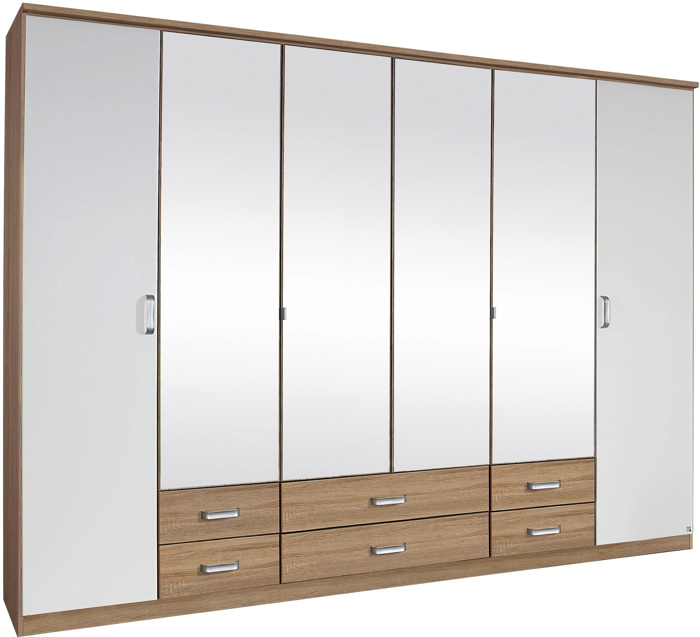 rauch Kleiderschrank "Schrank Drehtürenschrank Garderobe Ankleide Schlafzimmerschrank GANDRA" Breiten 136/181/226/271 cm, Höhe 212 cm, mit Oberkranz und voll aufgelegtem Spiegel MADE IN GERMANY