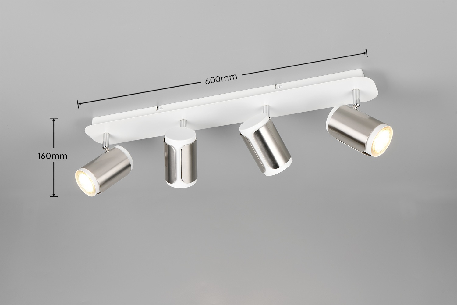 TRIO Leuchten Deckenstrahler »GILLAN, Spot 4-flammig, exkl 4x GU10 max 10W, 60x16x12 cm (B/H/T)«, 4 flammig, Leuchtmittel GU10 | Leuchtmittel wechselbar, als Wandstrahler oder Deckenstrahler montierbar, Spots schwenkbar