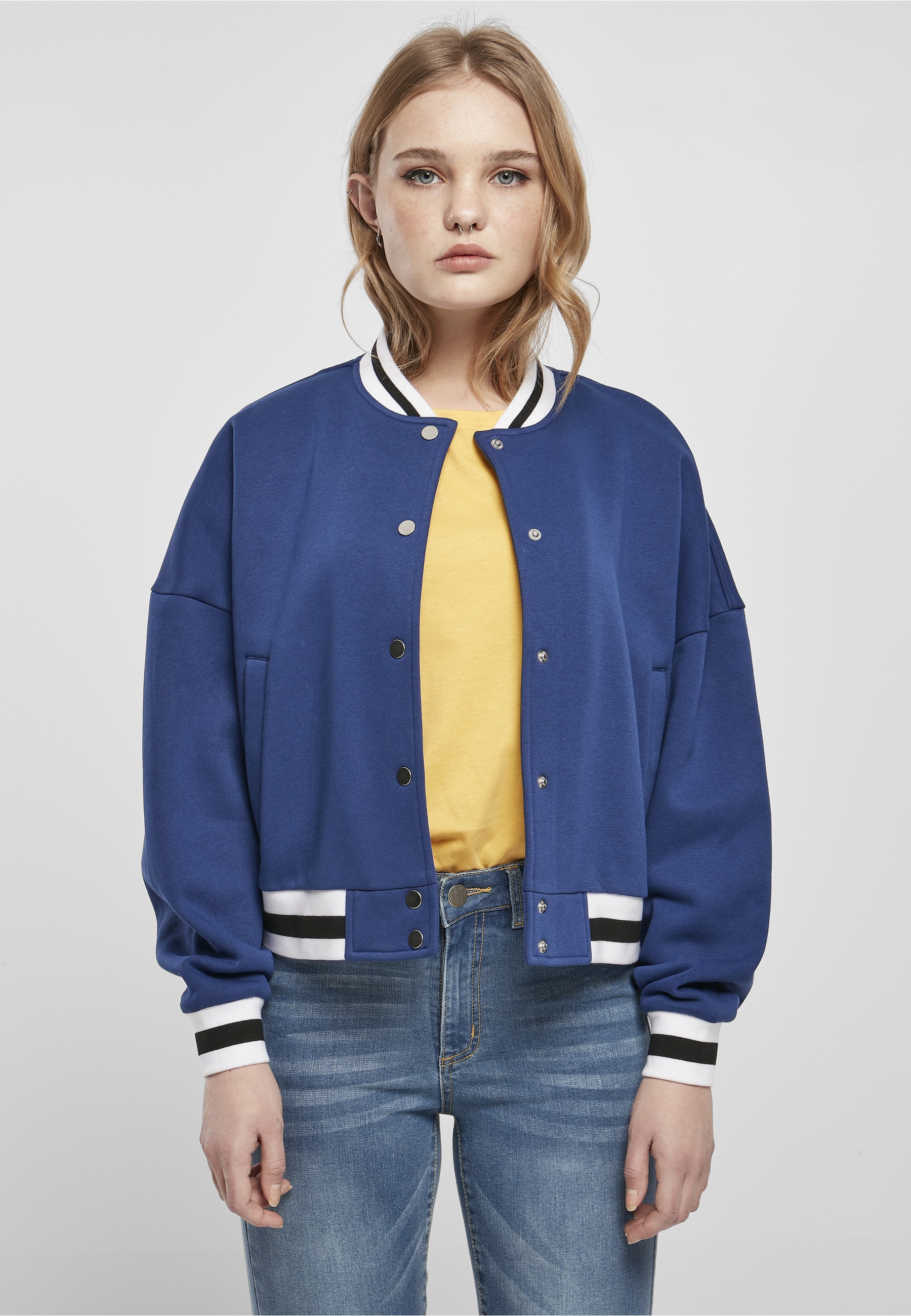 URBAN CLASSICS Collegejacke »Urban Classics Damen Ladies Oversized College Sweat Jacket« 1 Stk. tlg. ohne Kapuze