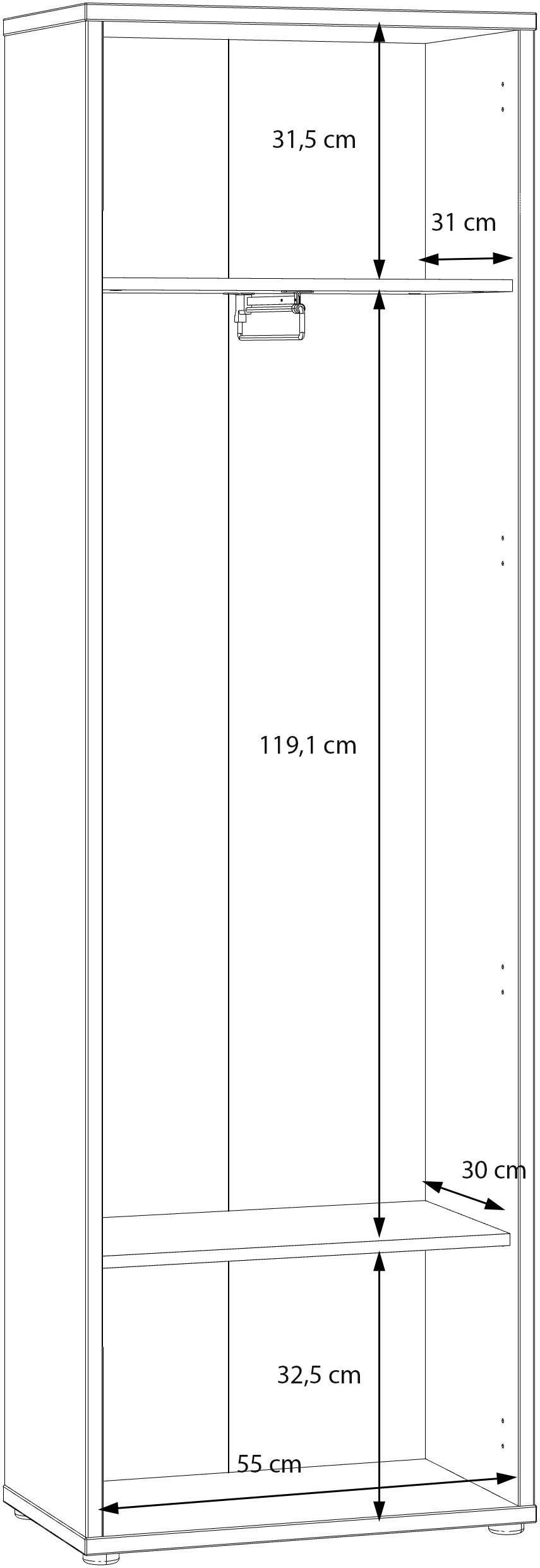 FORTE Garderobenschrank B/H/T 59,8/191,9/34,9 cm Push to open