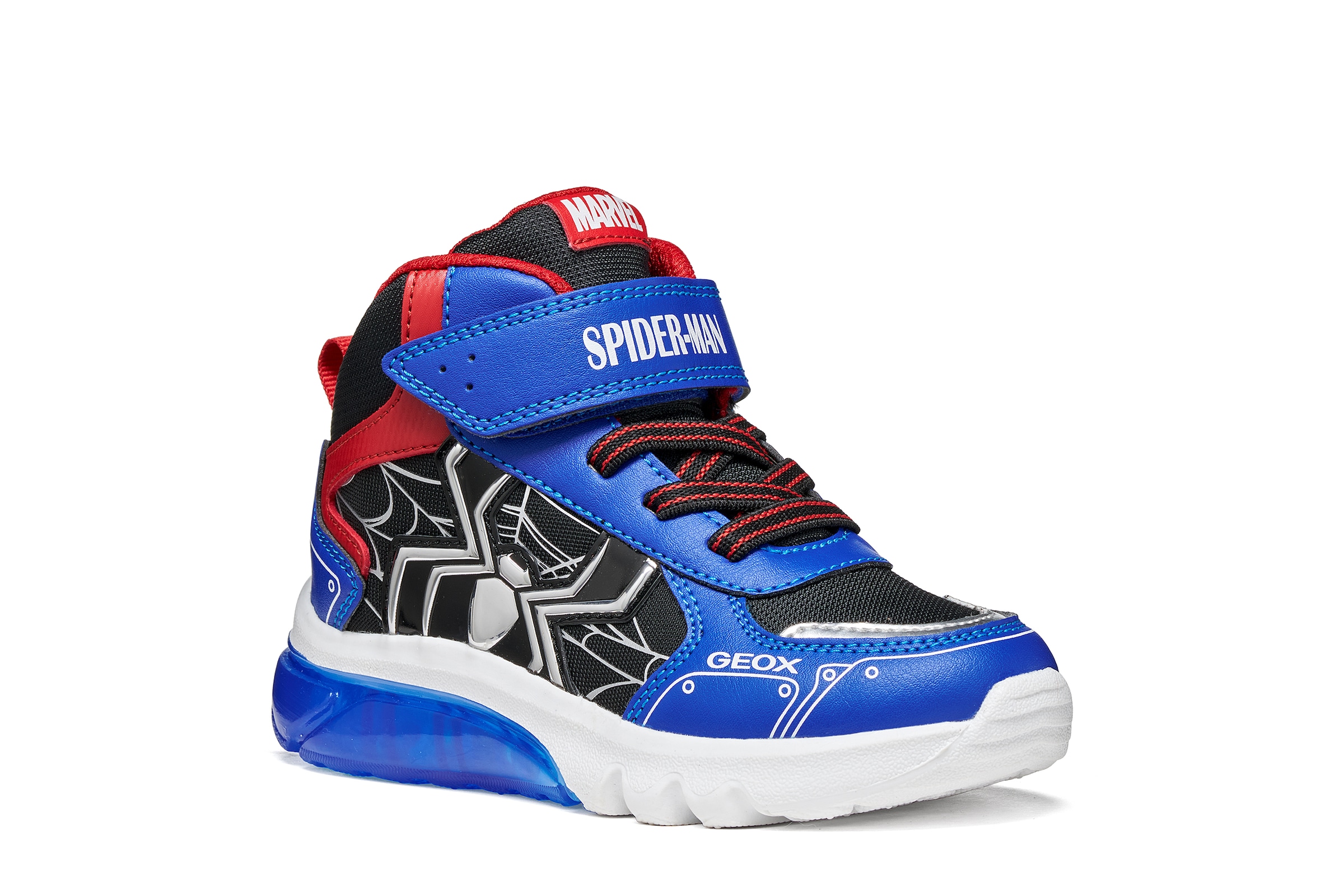 Geox Sneaker "J CIBERDRON BOY - Blinkschuh" Blinkschuh, mit bunten Kontrastbesätzen, Größenschablone zum Download