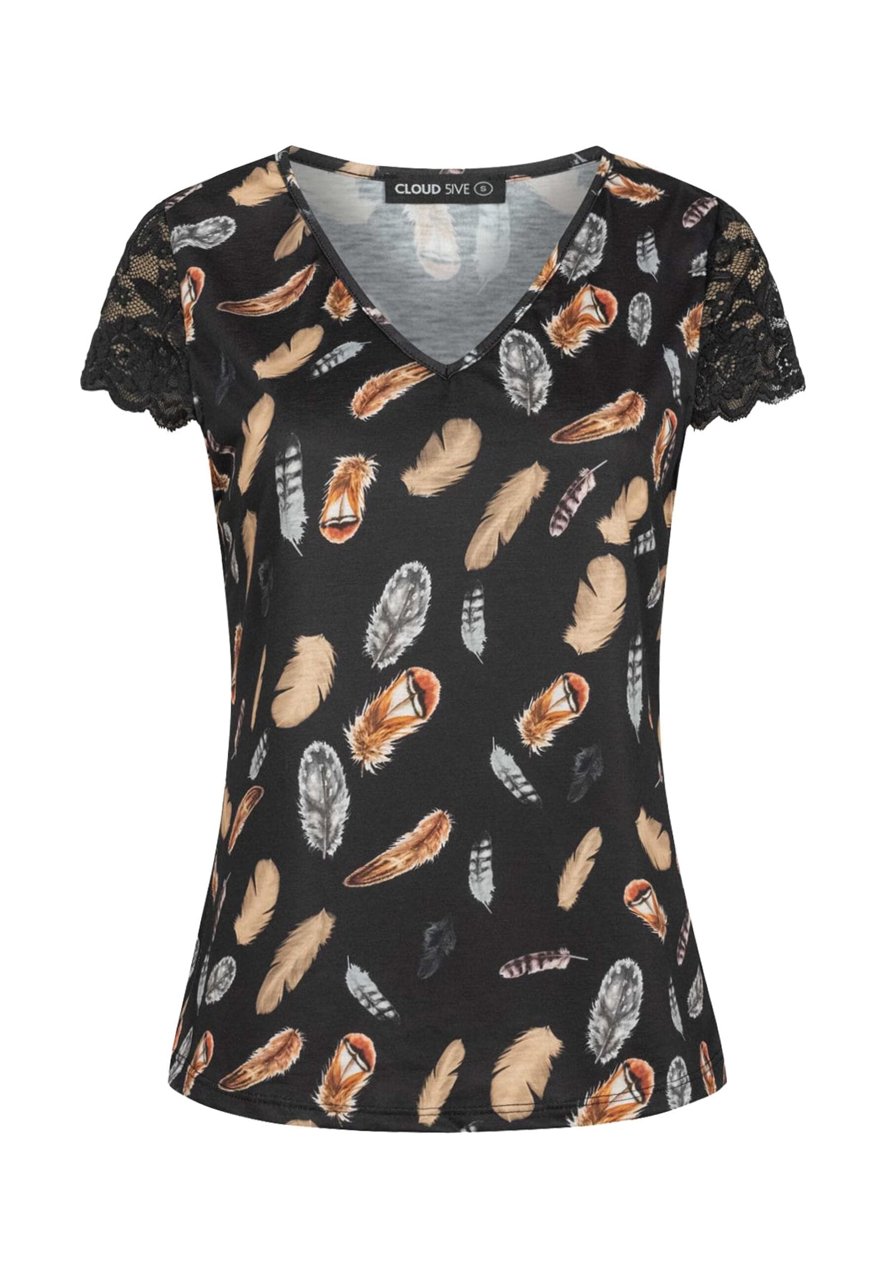 CLOUD 5IVE T-Shirt "CLOUD 5IVE T-Shirt mit V-Neck und Spitzenansatz", 1 Stk günstig online kaufen