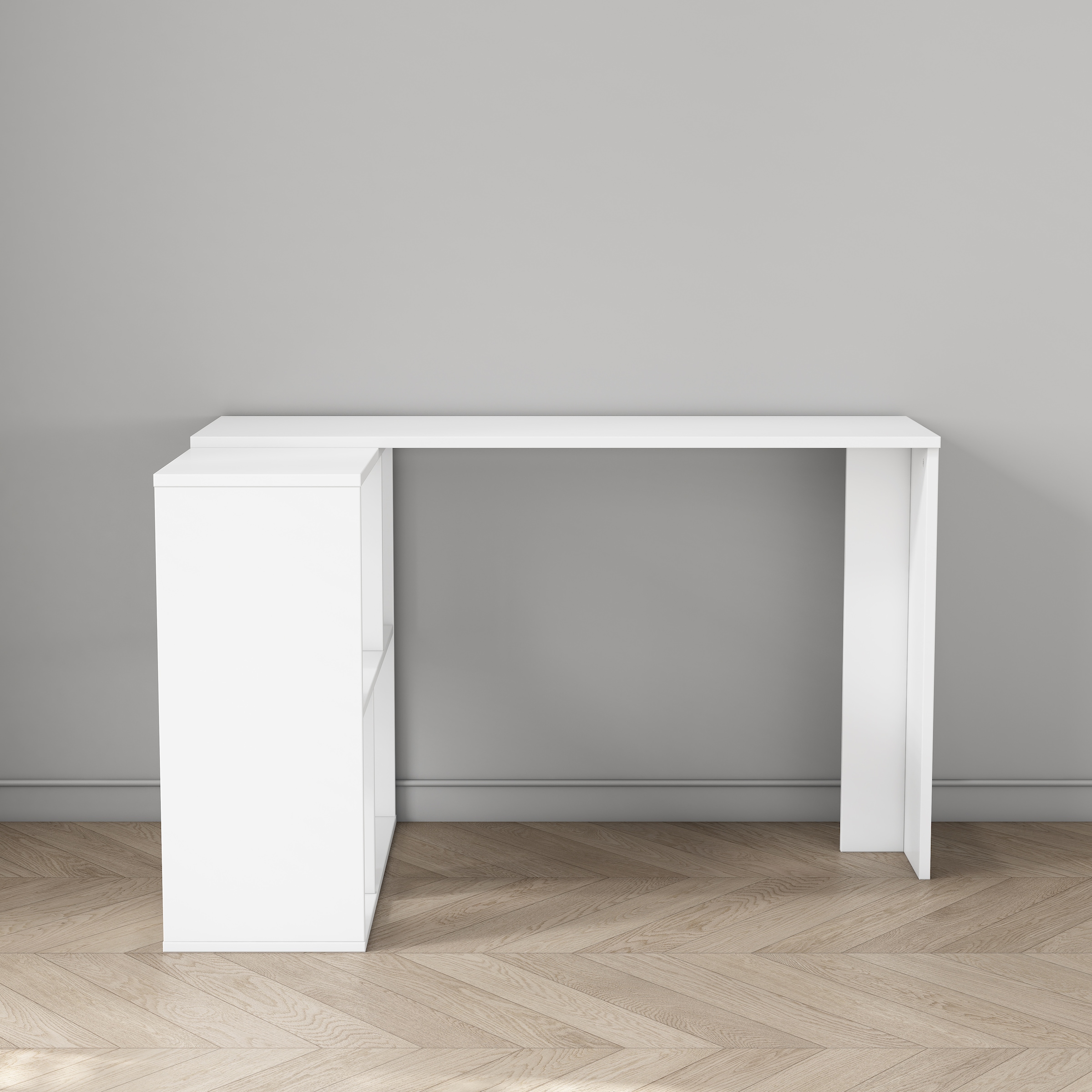 OTTO home Eckschreibtisch »Jaaron« mit vier offenen Fächern, modernes und elegantes Design