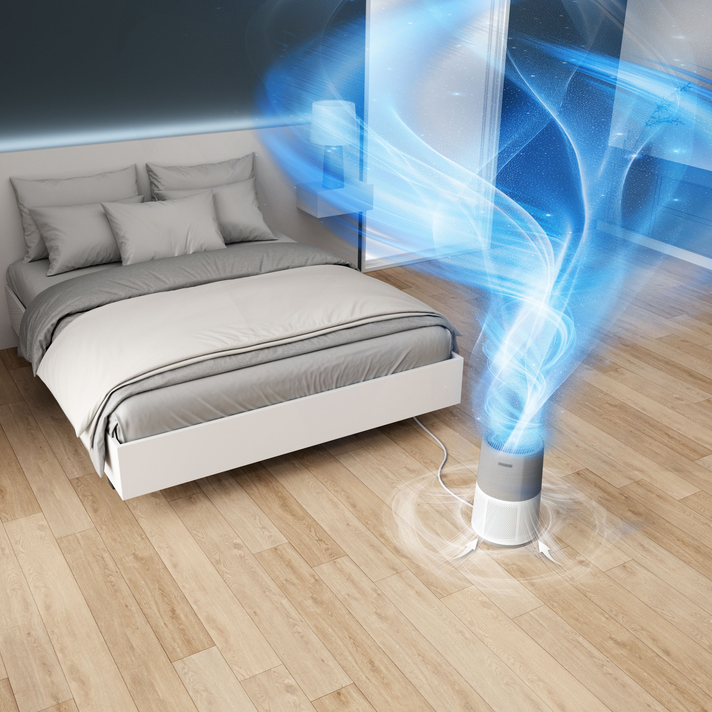 Rowenta Luftreiniger »PU2840 Pure Air City«, für 20 m² Räume, 360° HEPA-Filtration, App, 3 Filterstufen, 38 dB(A), Textil-Finish