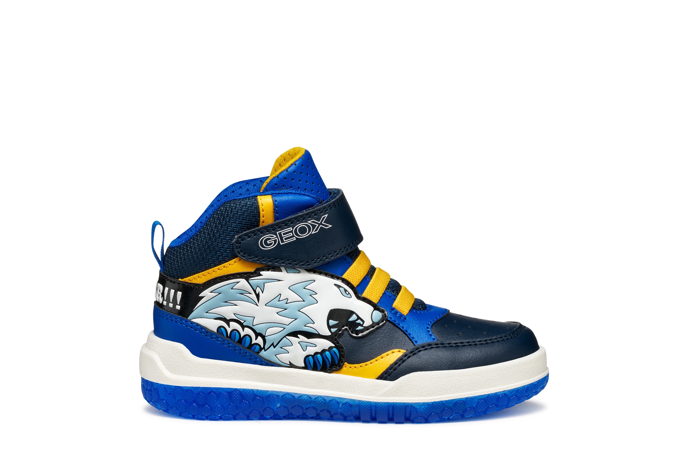 Geox Sneaker »J BUZZERLIGHT BOY Blinkschuh«, Schnürboots mit cooler Blinkfunktion, Größenschablone zum Download