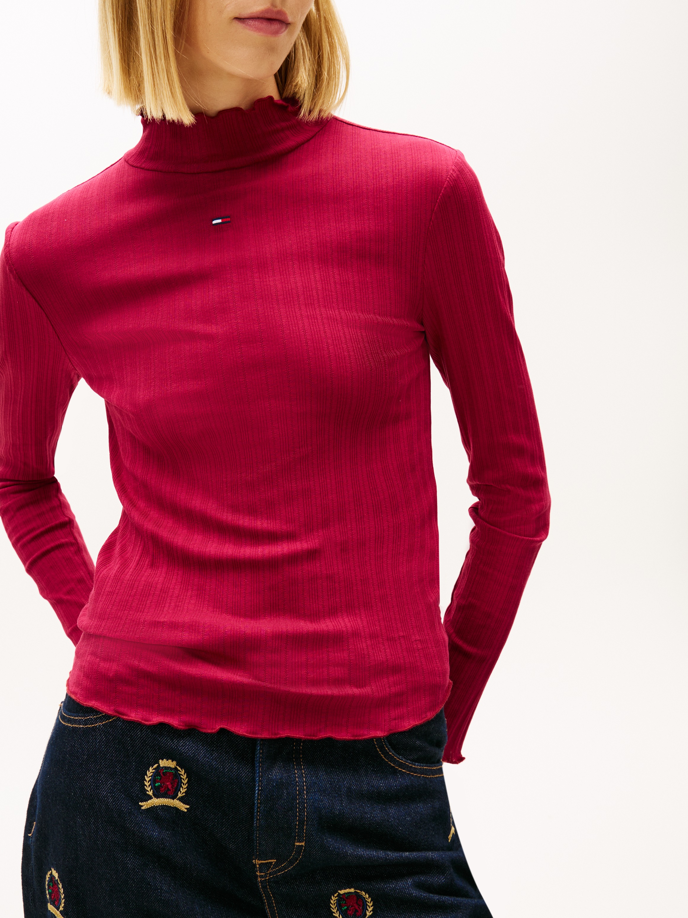 Tommy Jeans Langarmshirt "TJW SLIM RIB LETTUCE EDGE LS" Packung, 3 tlg. in günstig online kaufen