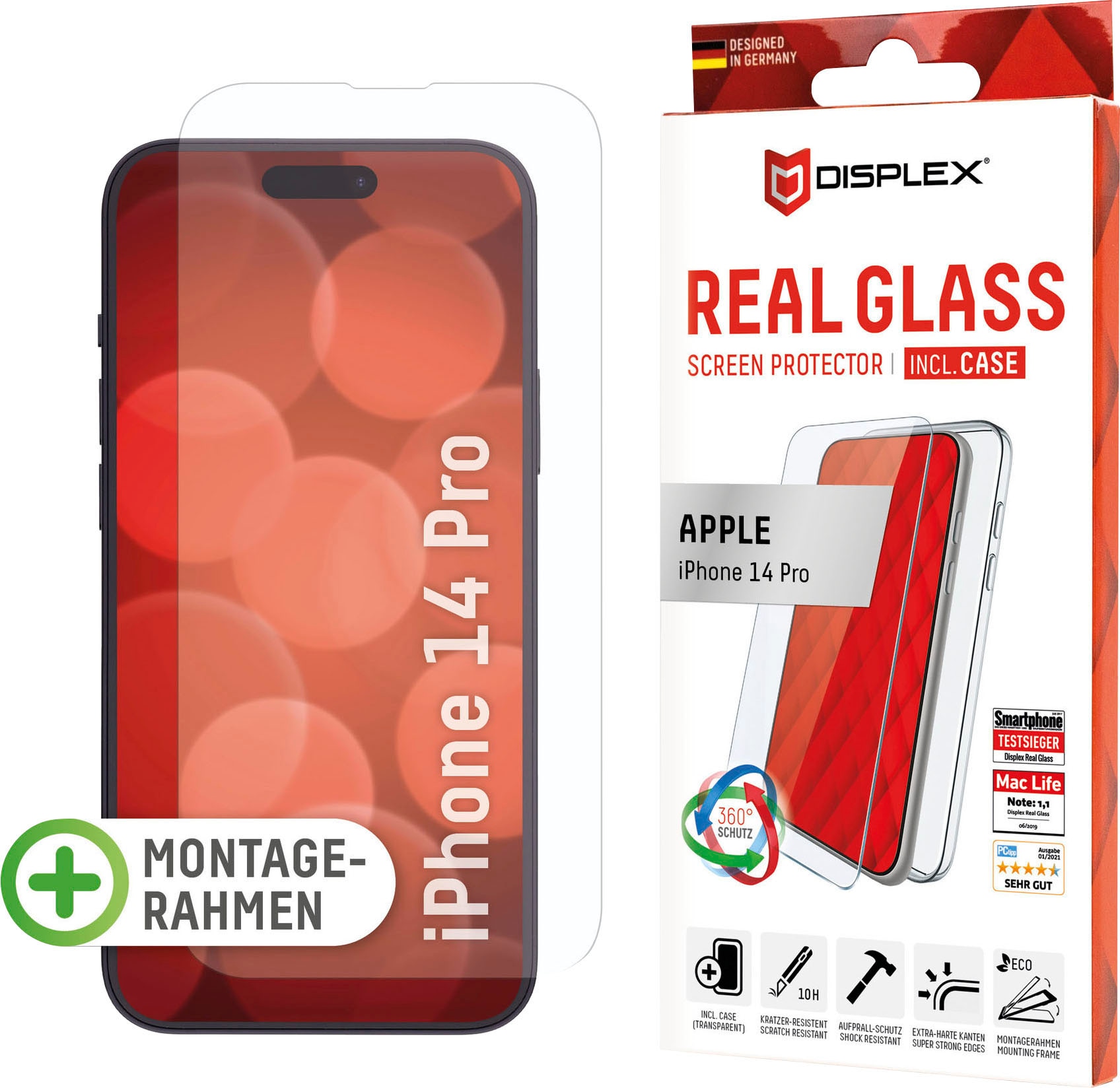 Displayschutzglas »Real Glass + Case - iPhone 14 Pro«, für iPhone 14 Pro