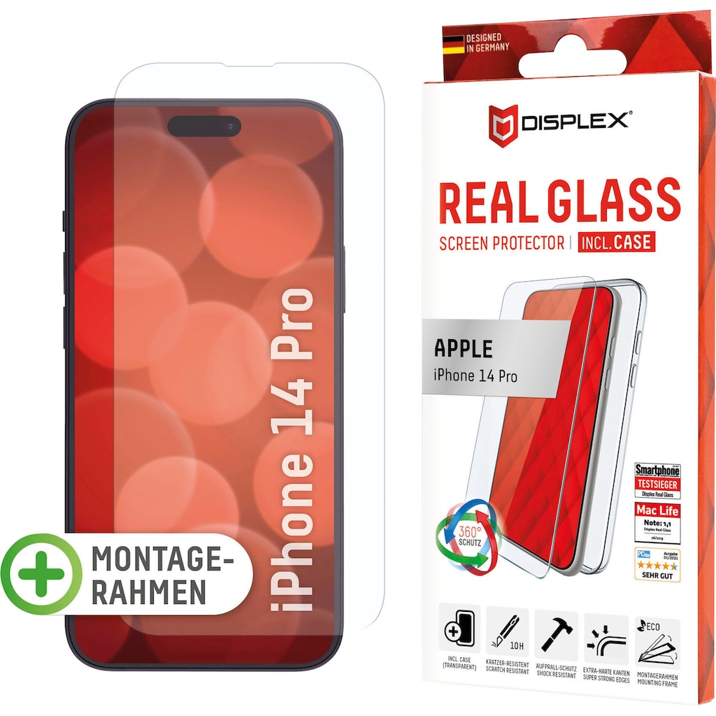 Displex Displayschutzglas »Real Glass + Case - iPhone 14 Pro«, für iPhone 14 Pro