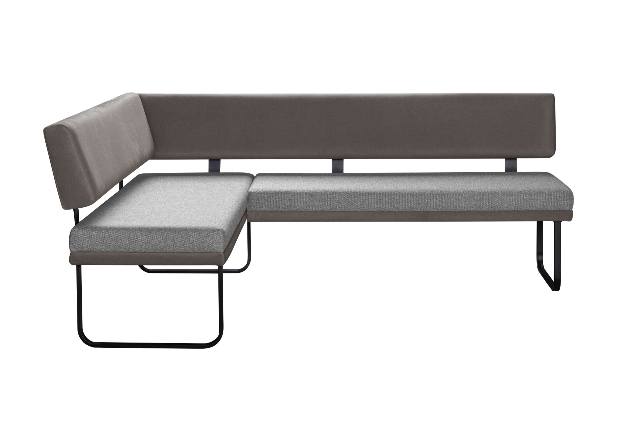 Eckbank OTTO HOME "Gabi Esszimmerbank, Bank, Küchenbank, Polsterbank", graublau, B:214cm H:87cm T:164cm, Holzwerkstoff, Massivholz, Metall, Polyester, Sitzbänke, Eckbank, Gestell aus matt-schwarzem Flachmetall, stabil, 2-Stoff-Design 2