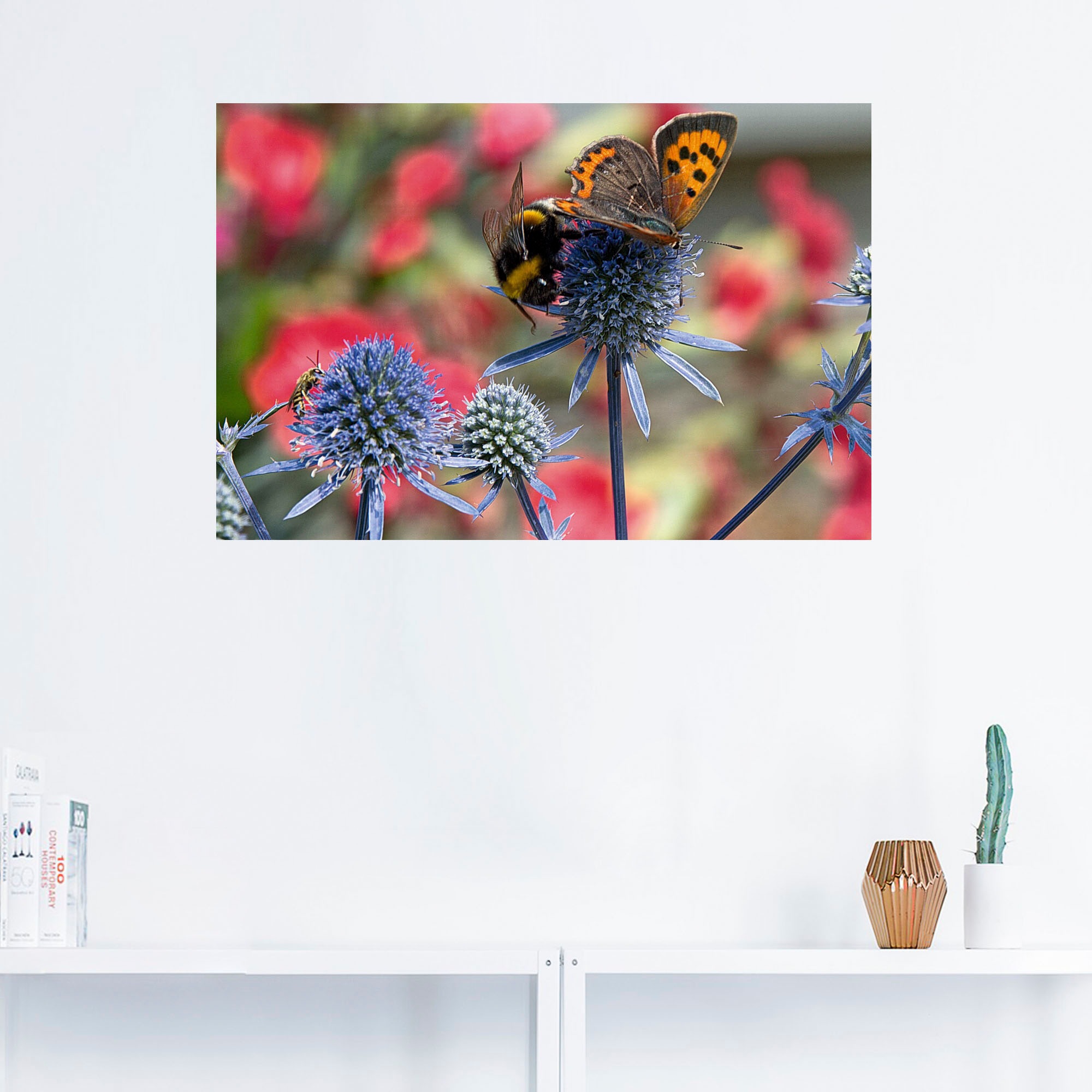 Artland Wandbild »Kleiner Feuerfalter und Hummel«, Insekten, (1 St.), als Alubild, Outdoorbild, Leinwandbild, Wandaufkleber, versch. Größen