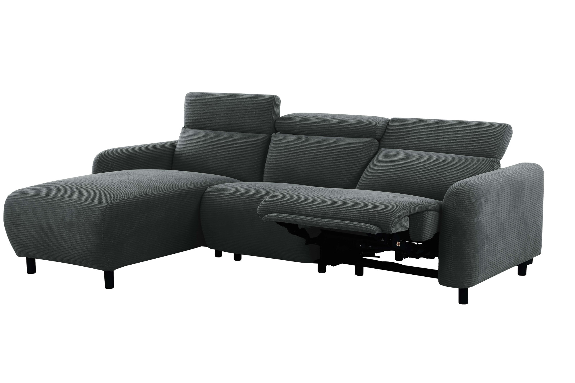 Home affaire Ecksofa »SKAANE Struktur, L-Form, 274 cm, manuelle u. elektrische Funktion,«, Kopfteilverstellung, Relax-und Liegefunktion, Federkernpolsterung