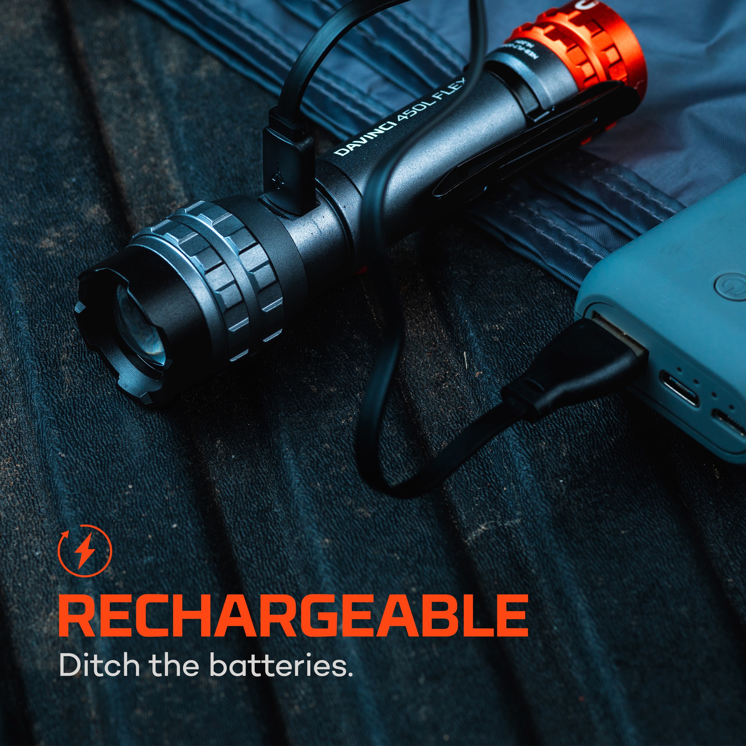 NEBO LED Taschenlampe »Nebo DAVINCI™ 450L FLEX« Set, Taschenlampe inkl. Ladekabel, 2 Stk. tlg. Flexibel mit Akku- oder Batteriebetrieb nutzbar