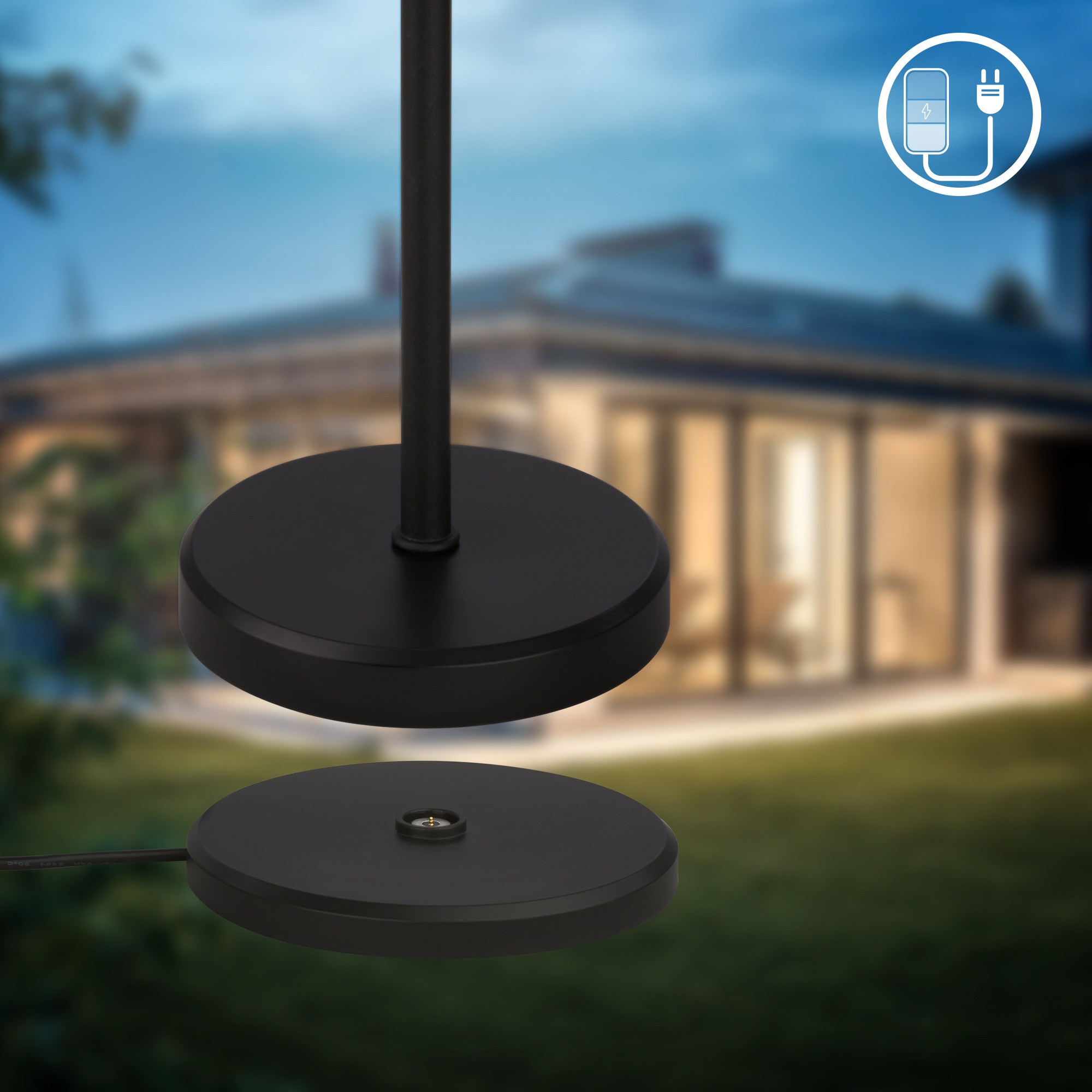 B.K.Licht Außen-Tischleuchte »BK_TL1608 Akku Tischlampe mit Ladestation, 3-Stufen Touchdimmer, IP44«, 1 flammig, Leuchtmittel LED-Modul | LED fest integriert, 3.000 K, 230 Lm, 2,5W, Akku wechselbar, max. 12h Leuchtdauer, Weiß