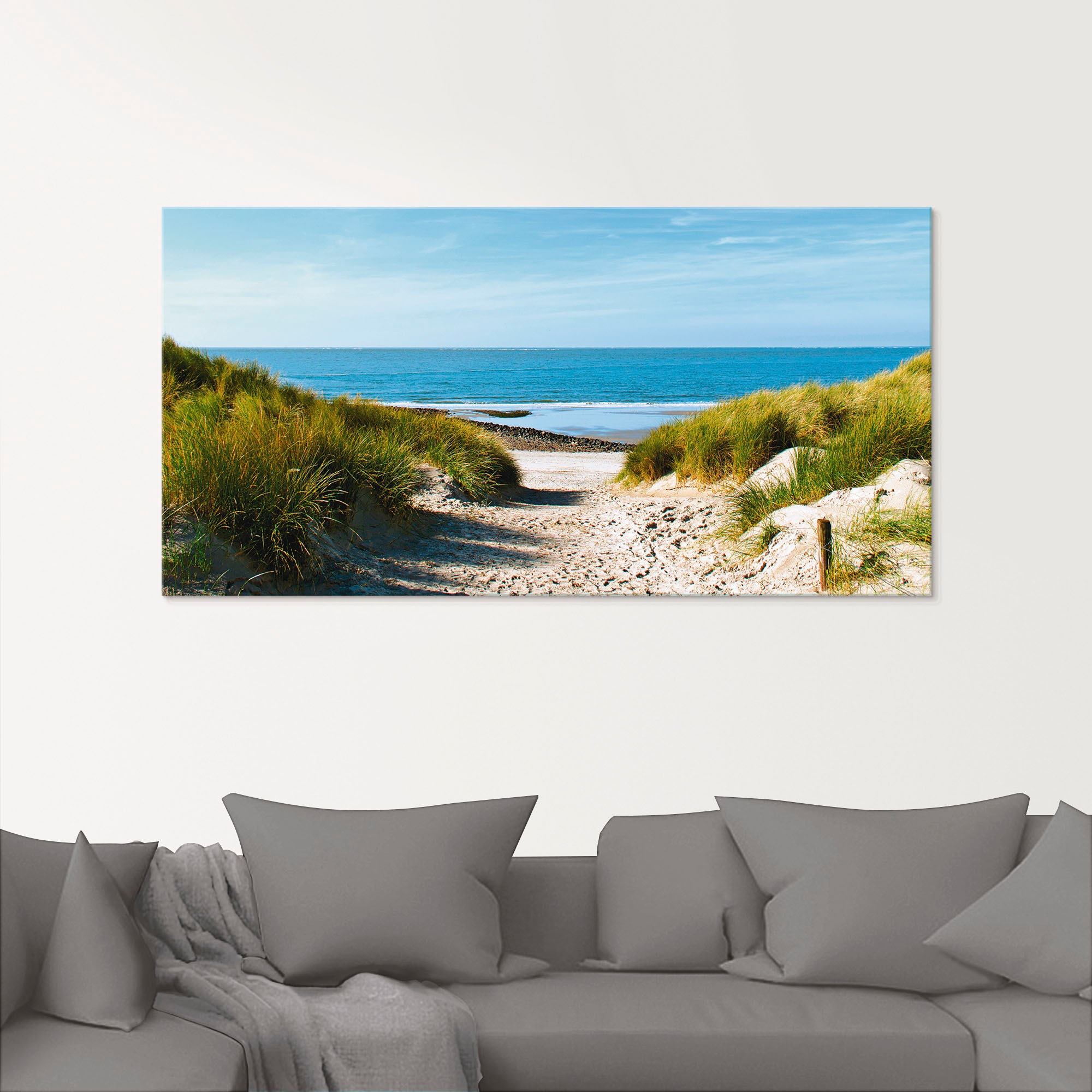 Artland Glasbild "Strand mit Sanddünen und Weg zur See" Strand 1 Stk. tlg. günstig online kaufen