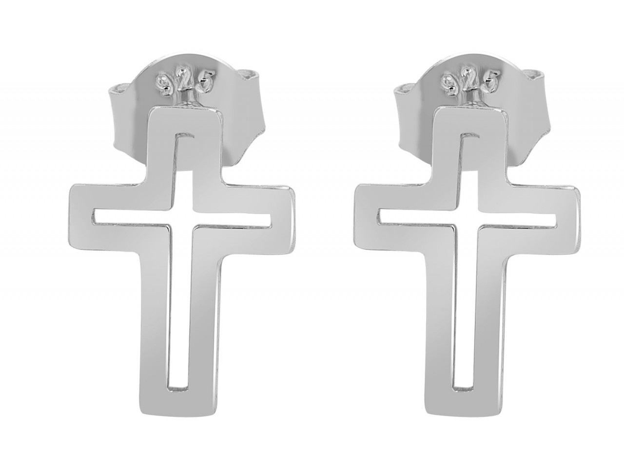 Paar Ohrhänger ADELIA´S "Damen Ohrstecker aus 925 Sterling Silber mit Kreuz", silber, Ohrringe, Damen, Damen, Silber 925 (Sterlingsilber) 5