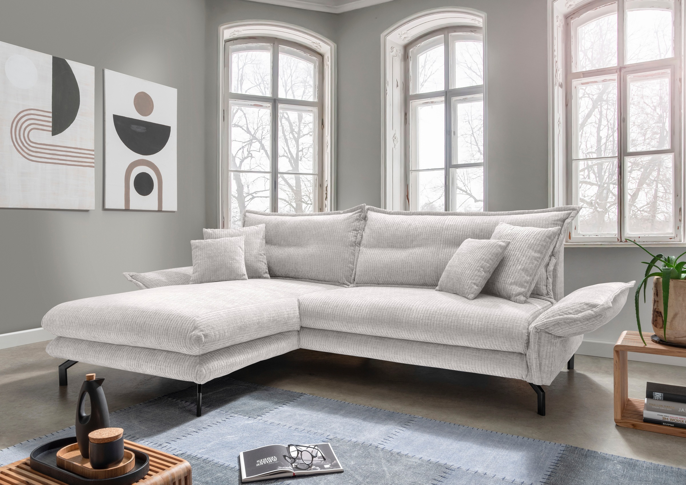 Home affaire Ecksofa "Lava modern & bequem, Breite 255cm, tolle Detailverarbeitung" Armlehnen verstellbar