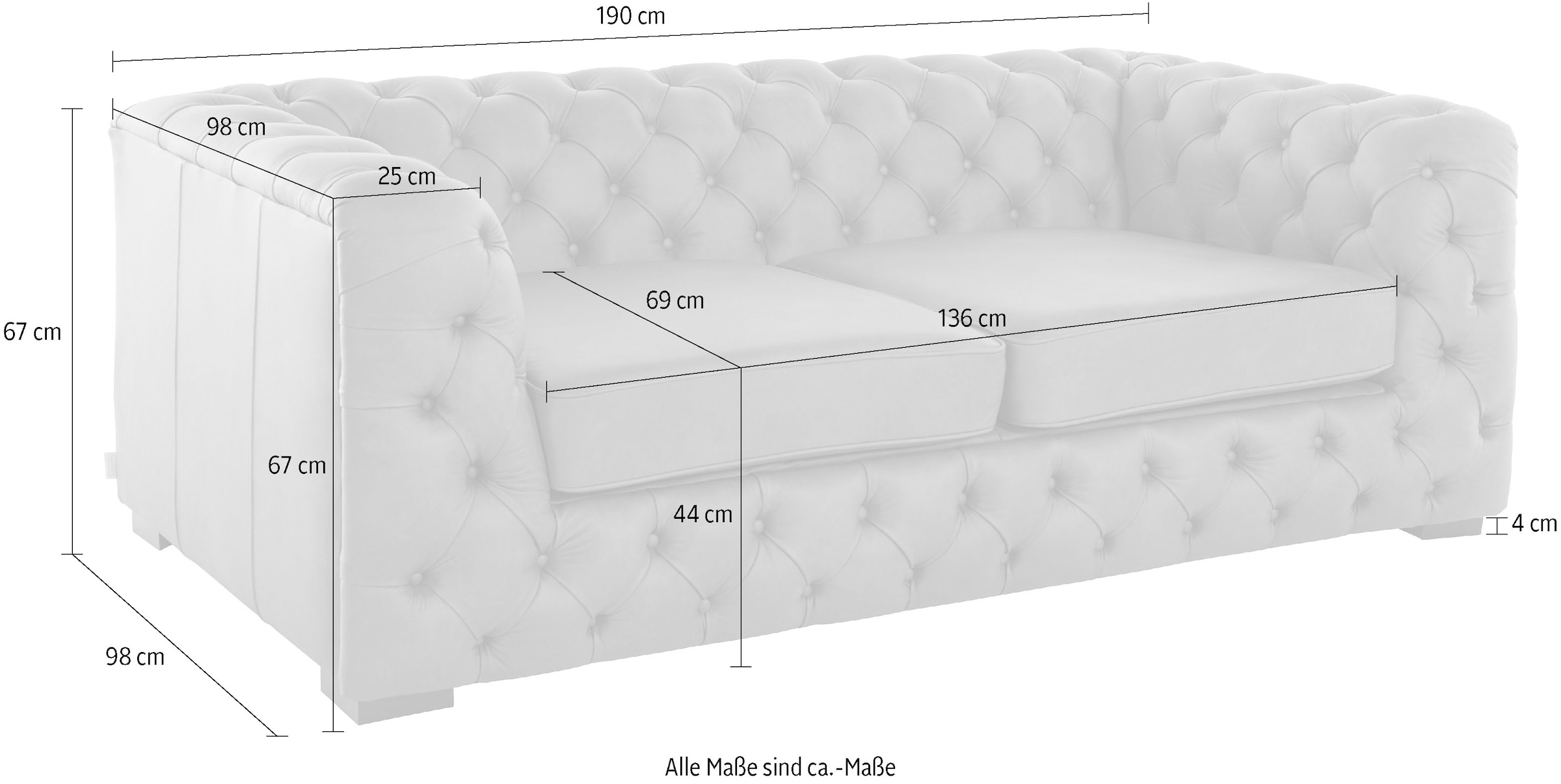 Guido Maria Kretschmer Home&Living Chesterfield-Sofa »Kalina«, mit klassischer Chesterfield-Knopfheftung