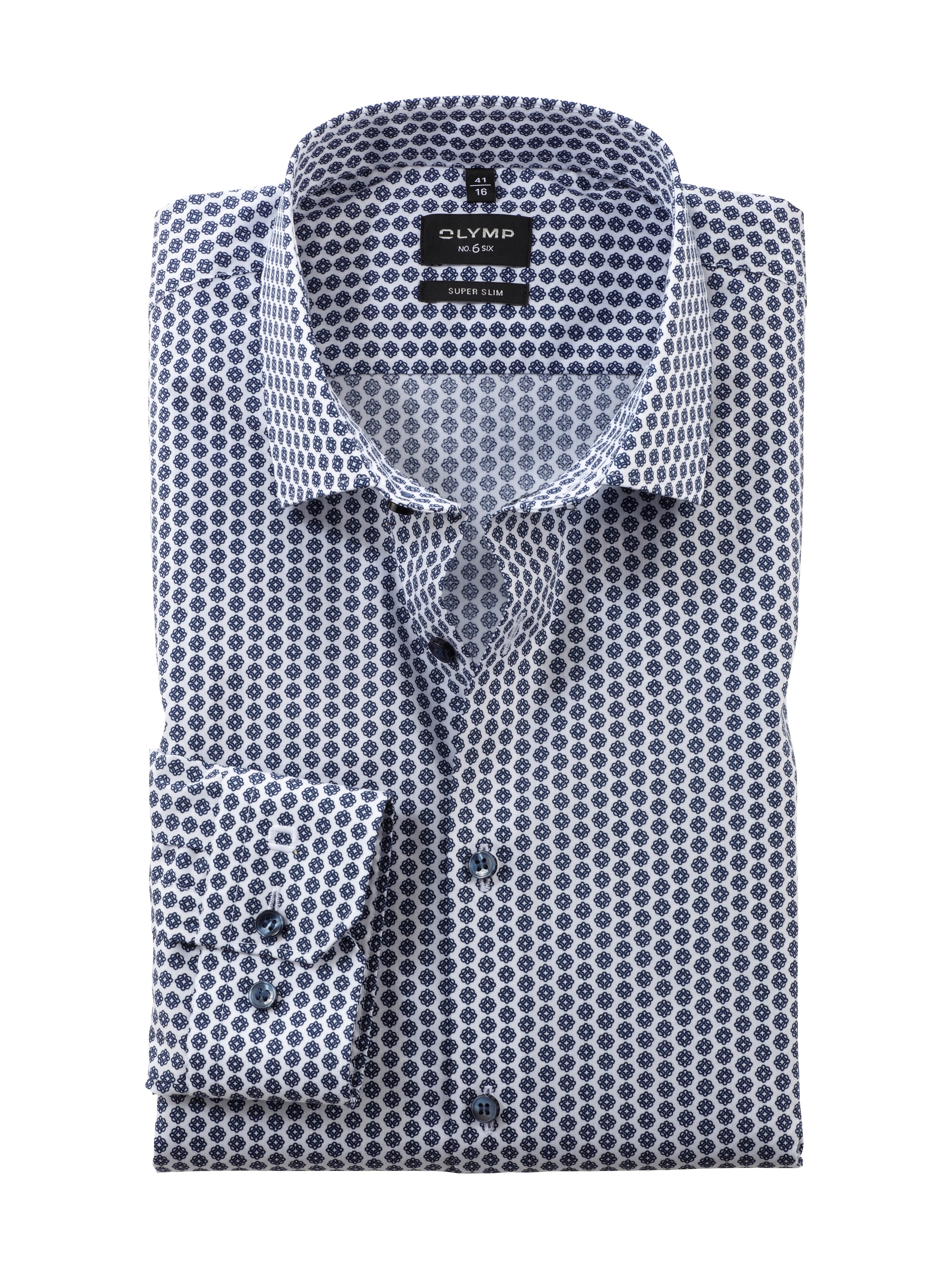 OLYMP Businesshemd »No. Six super slim« smartes grafisches Printmuster