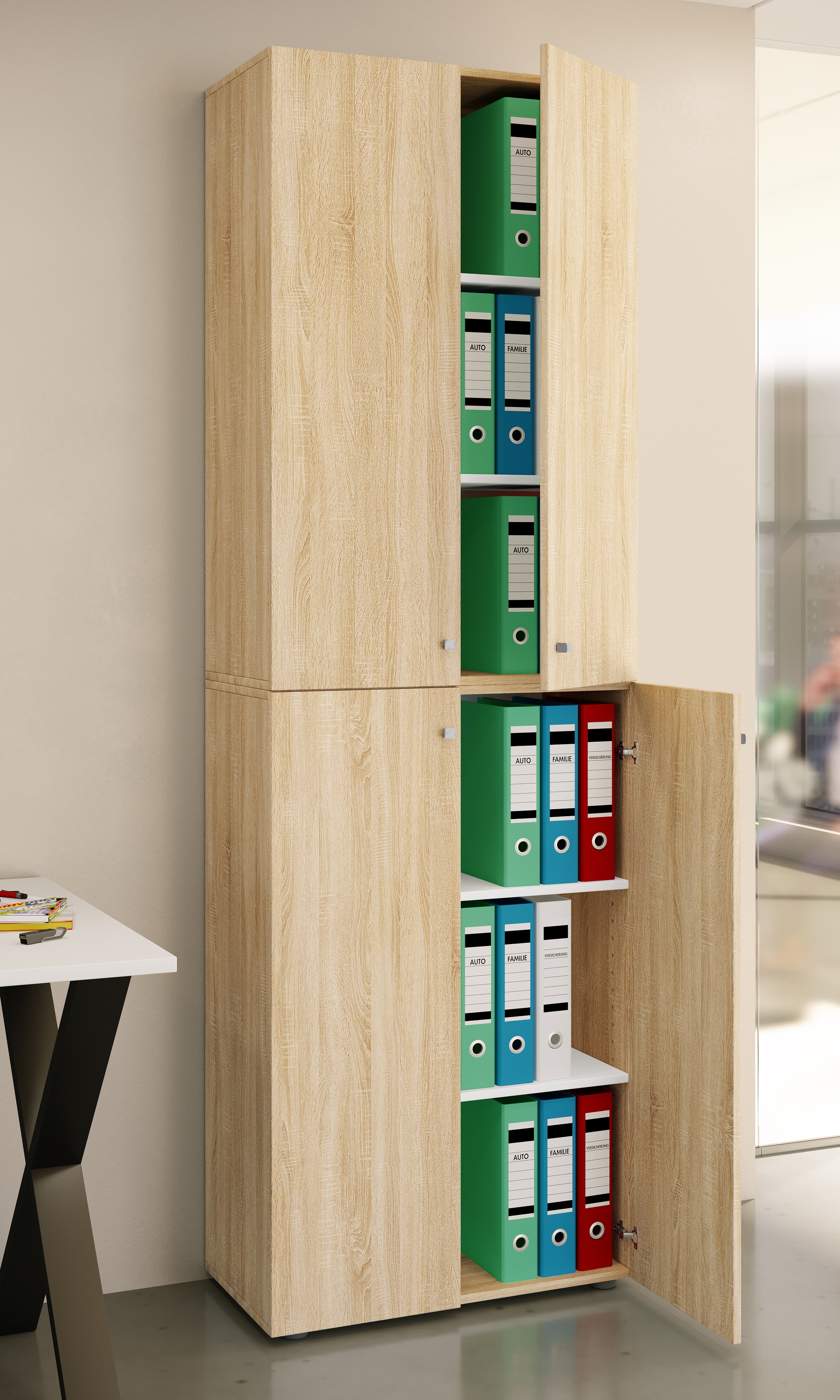 VCM Aktenschrank »VCM Büroschrank mit 6 Fächern | moderner Aktenschrank mit Drehtüren | Maße ca. H. 220 x B. 70 x T. 40cm ¿ Lona 6-Fach« 1 Stk. tlg.