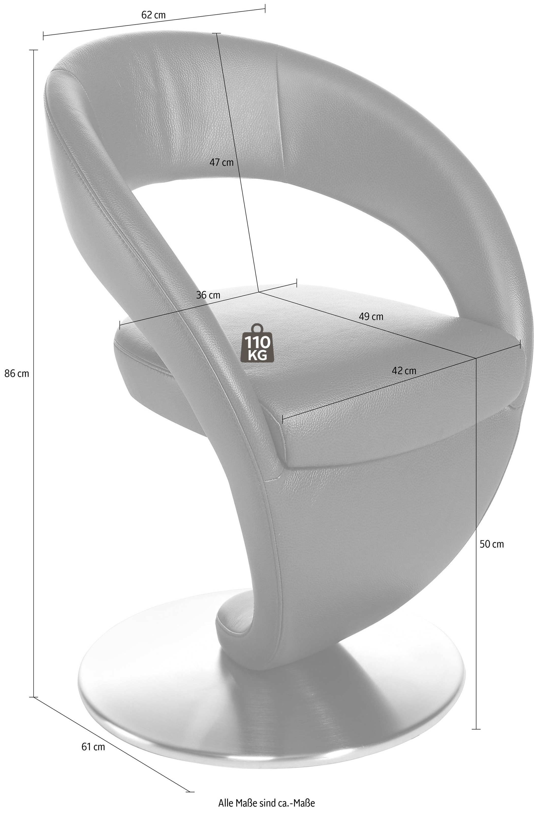 K+W Komfort & Wohnen Drehstuhl »Wave«, Design-Drehstuhl, schwarzer Drehteller