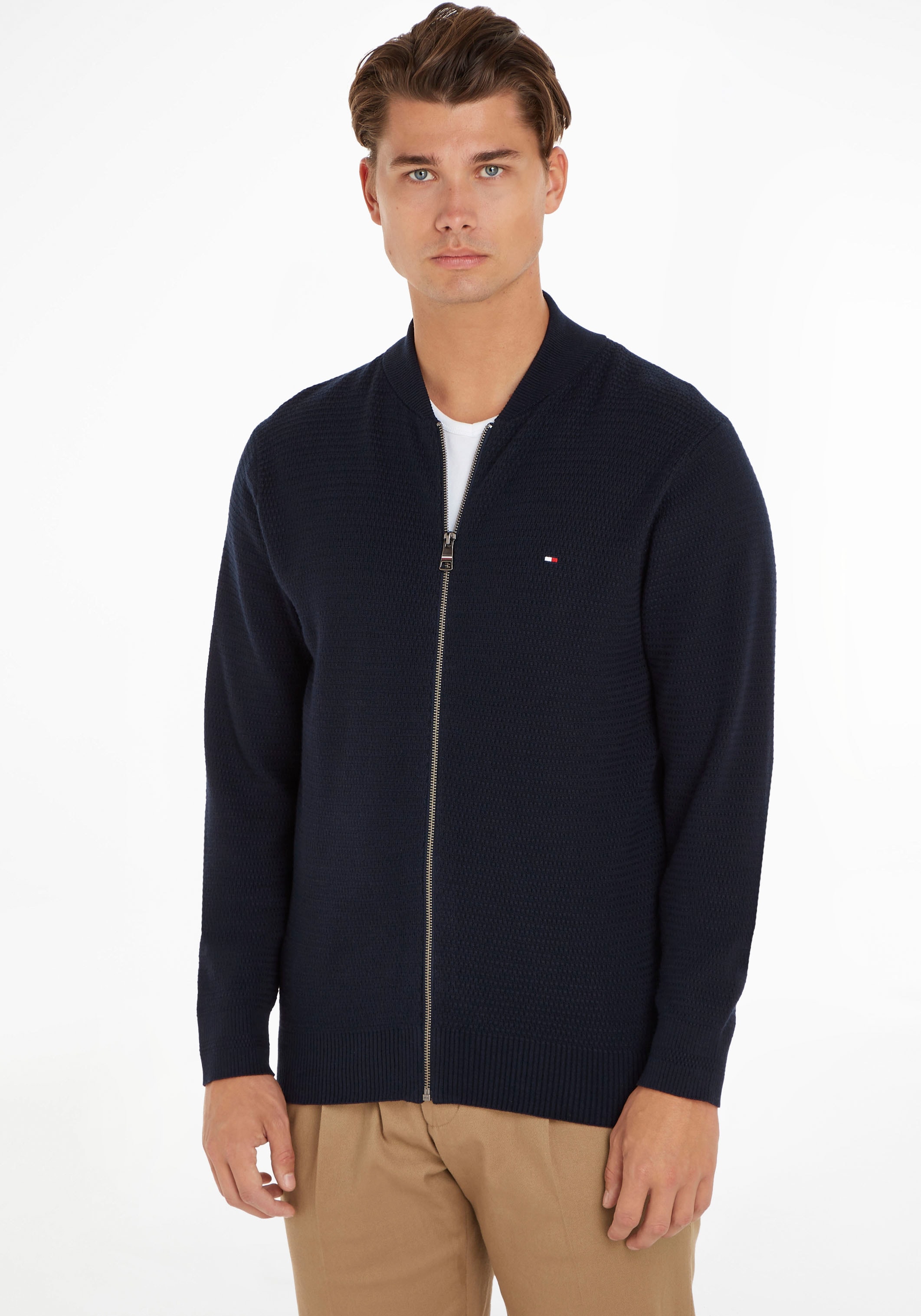 Sweatshirt Optik strukturierter in Hilfiger Tommy für THROUGH«, »INTERLACED BASEBALL BAUR ▷ | ZIP