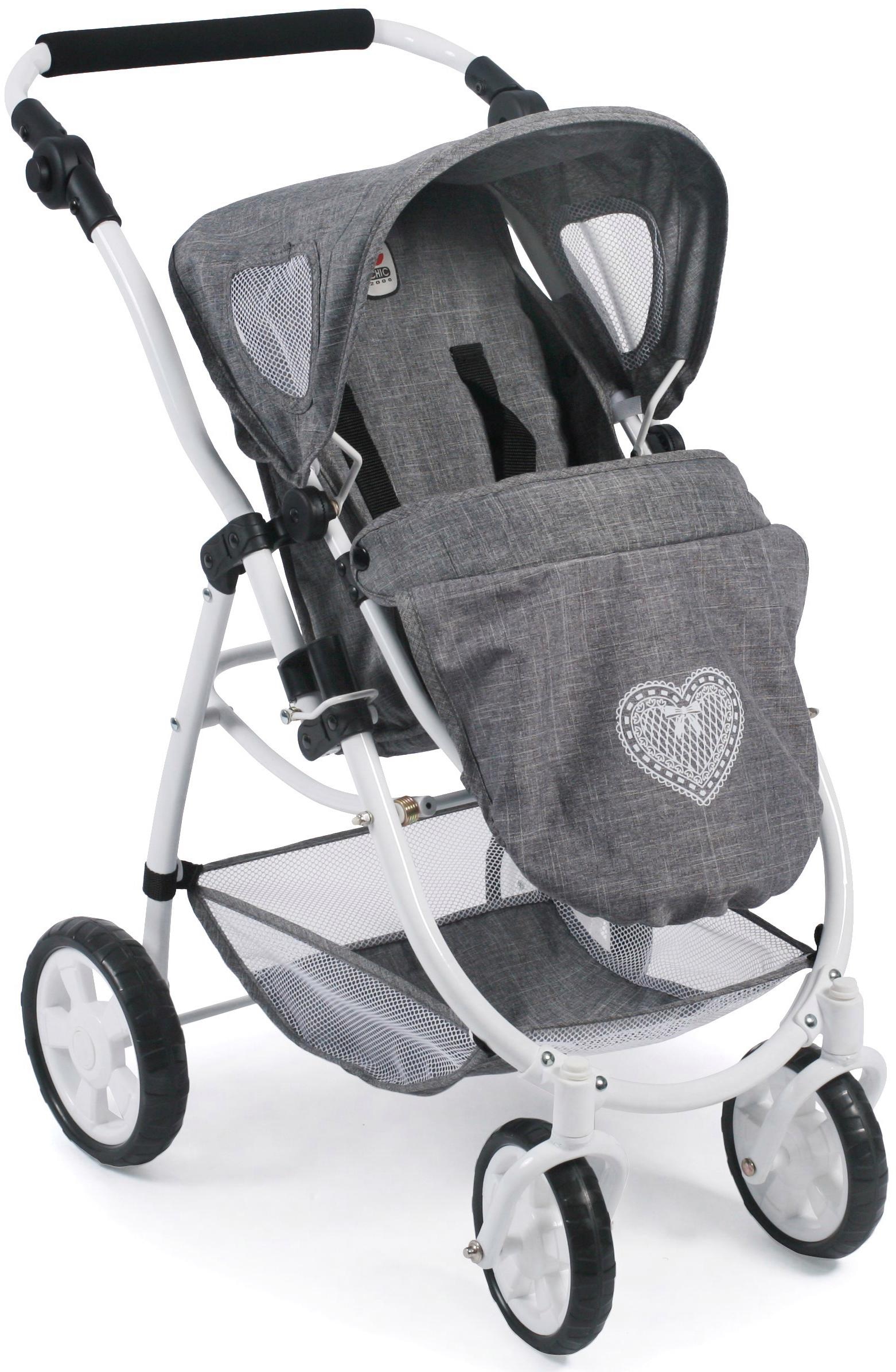 CHIC2000 Kombi-Puppenwagen »Emotion All In 3in1, Jeans Grey«, inkl. Babywanne, Babyschale und Sportwagenaufsatz