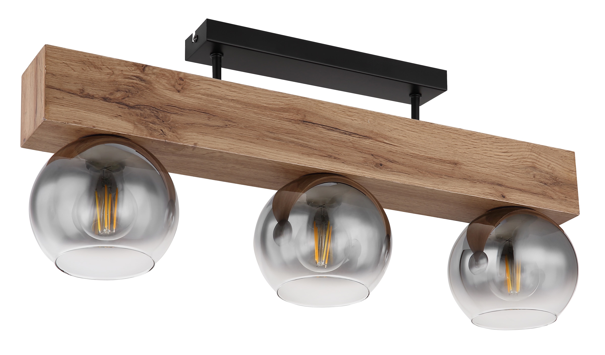 GLOBO LIGHTING Deckenleuchte »MOITAS«, Leuchtmittel E27 | ohne Leuchtmittel, Deckenlampe/Kugeln/Glas/Holz/Wohnzimmer/Glas rauchfarben