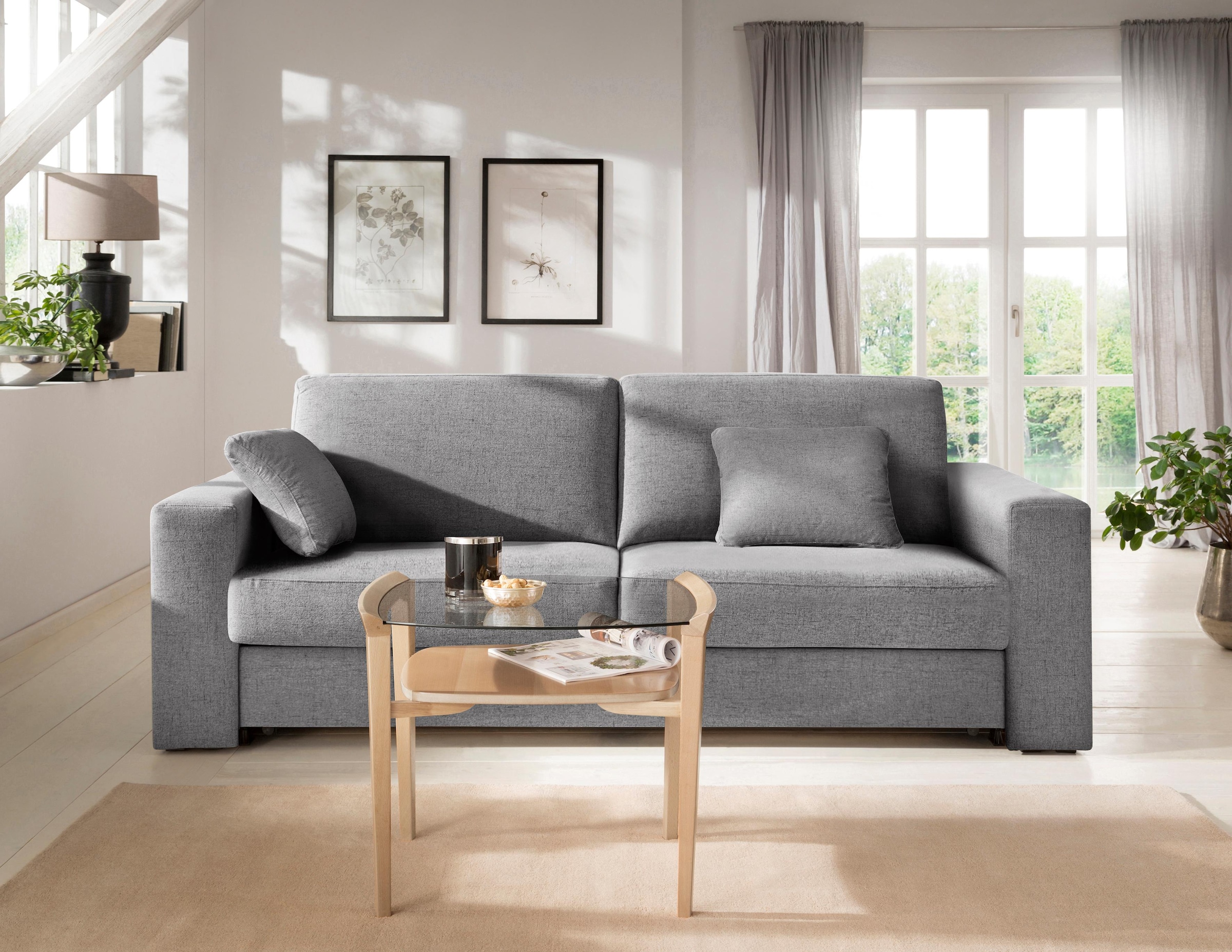 Home affaire Schlafsofa »Roma Matratzenhöhe 14 cm«, Dauerschlaffunktion, mit Unterfederung, Lattenrost, Matratze