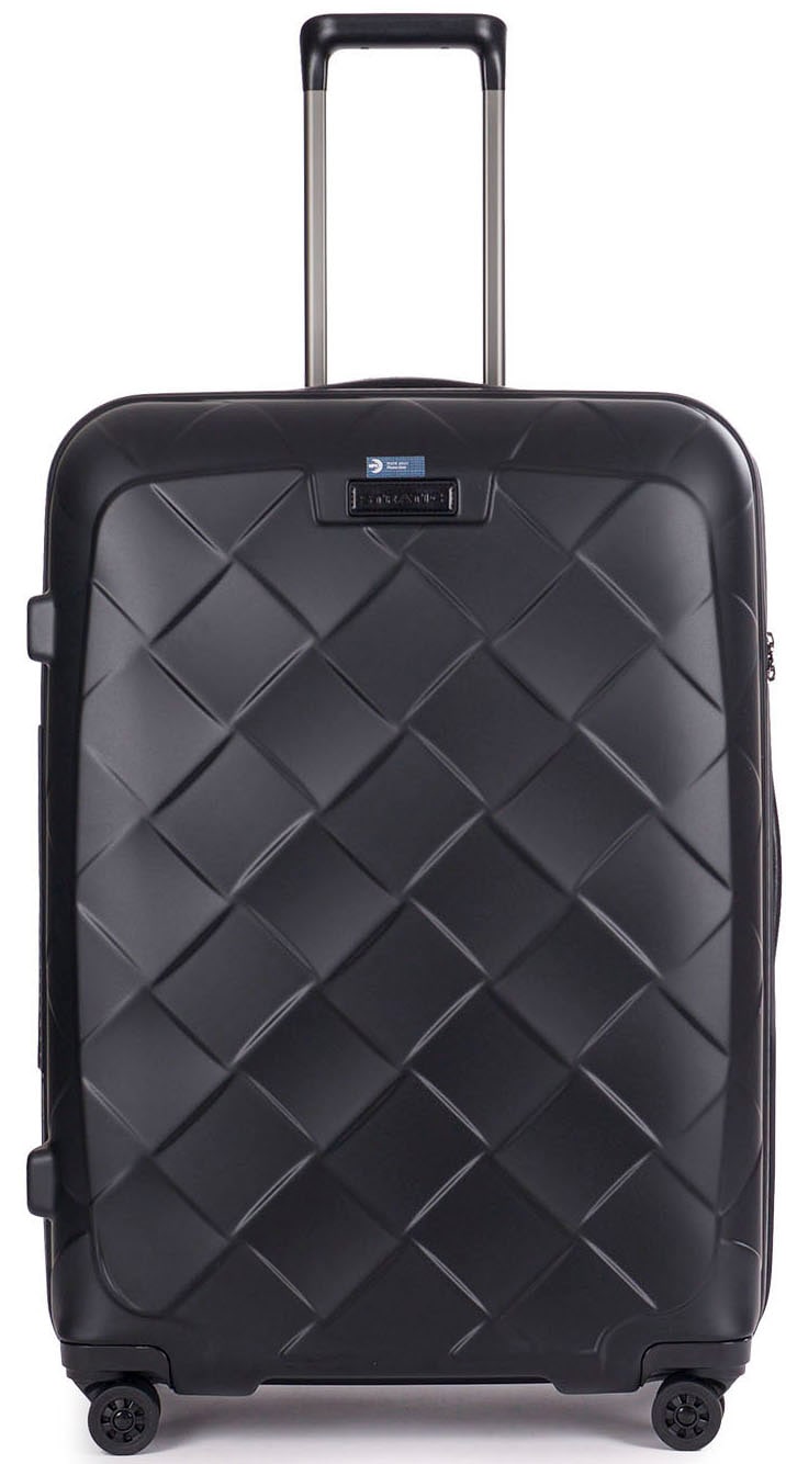 Stratic Hartschalen-Trolley "Leather&More L, matt black", 4 Rollen, Reisekoffer großer Koffer Aufgabegepäck TSA-Zahlensc