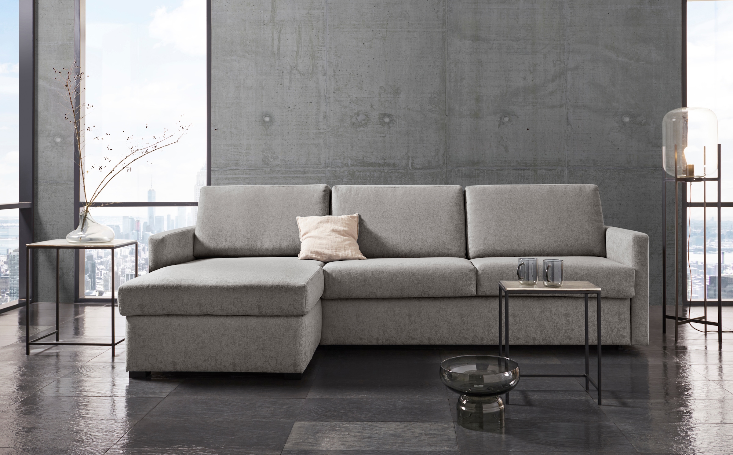 Places of Style Schlafsofa "GOLDPOINT Ecksofa 264 cm, Liegefläche (140/200cm), L-Form,", Bettfunktion, Bonell-Federkernm