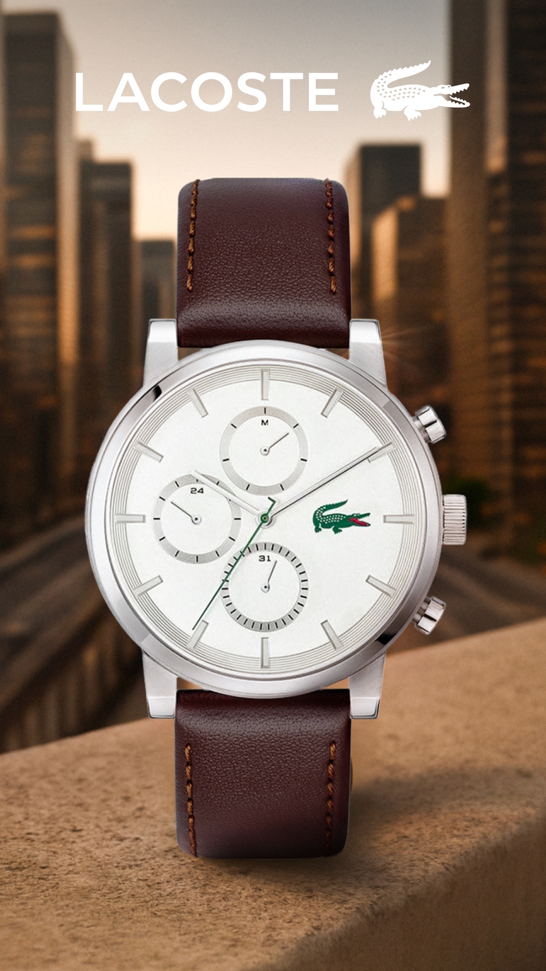 Lacoste Multifunktionsuhr »Replay« Quarzuhr, Armbanduhr, Herrenuhr, Lederarmband, analog