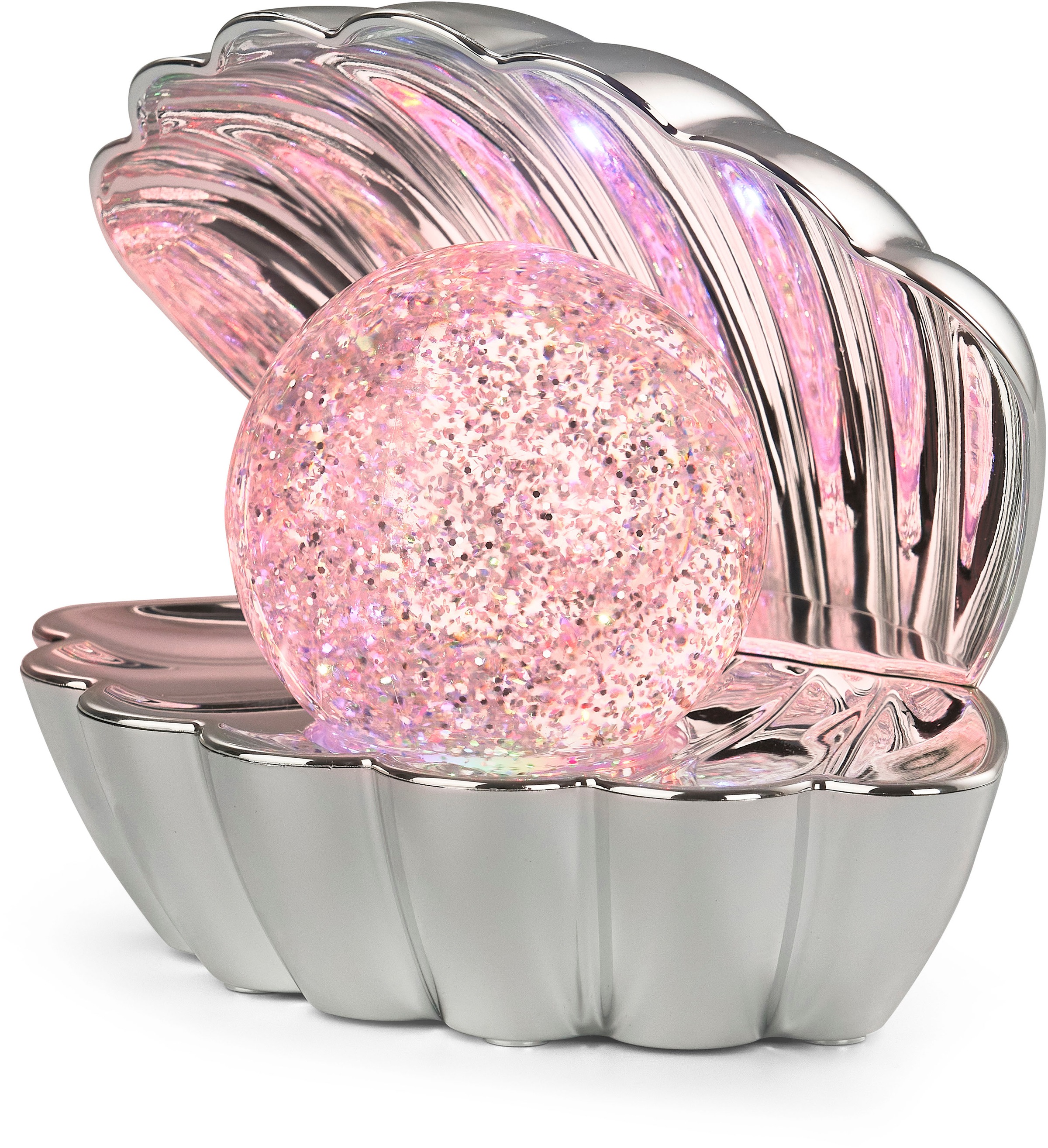 REALITY Leuchten LED Tischleuchte »SHELLY, Deko Tischlampe in Muschelform mit RGB Farbwechsel, 0,8W 15Lm« LED-Board 1 Stk. RGB Muschel Tischlampe mit Glitzerkugel und Farbwechsel inkl USB-Ladekabel